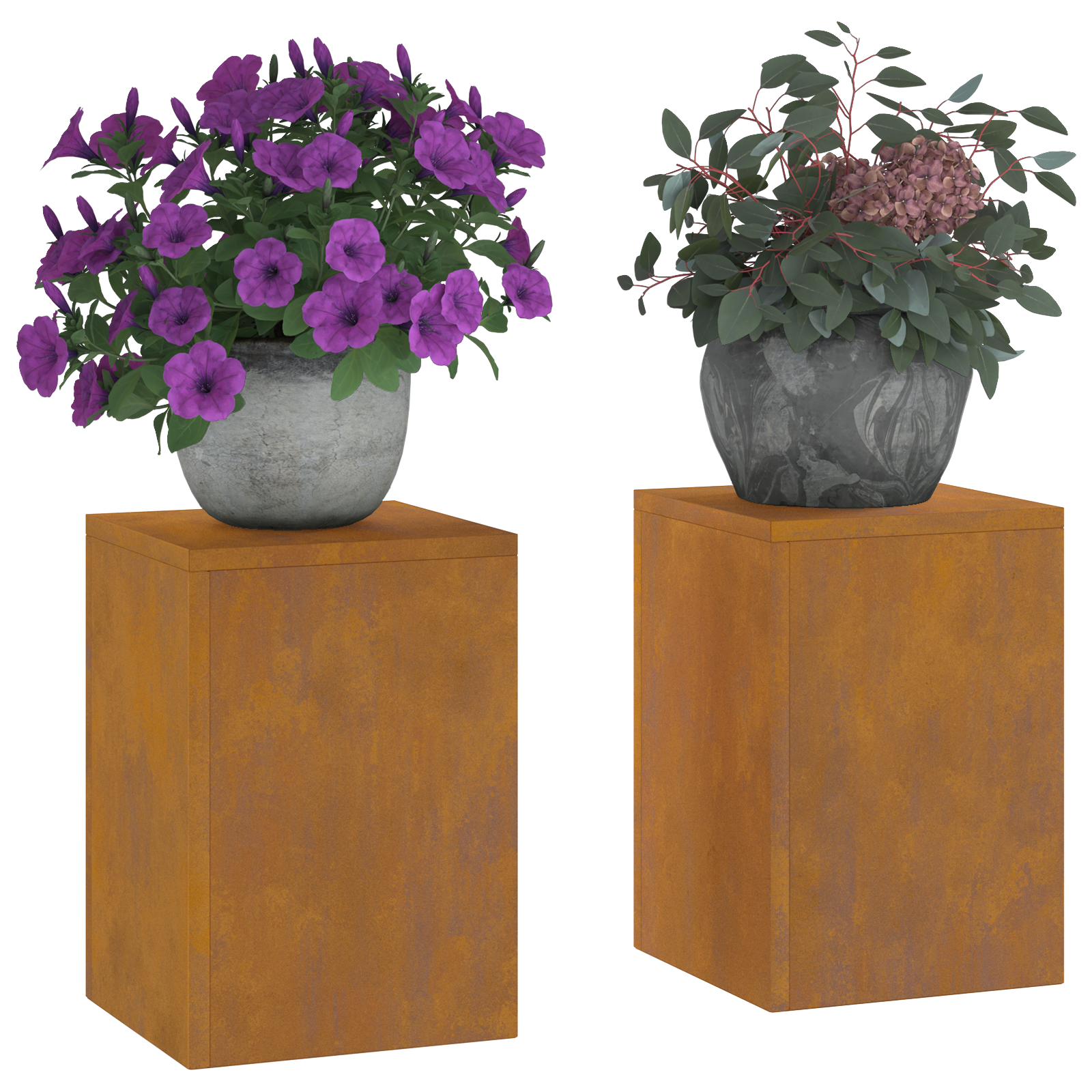 Suporturi plante pilon exterior 2 buc. 24x24x35 cm oțel corten GartenMobel Dekor