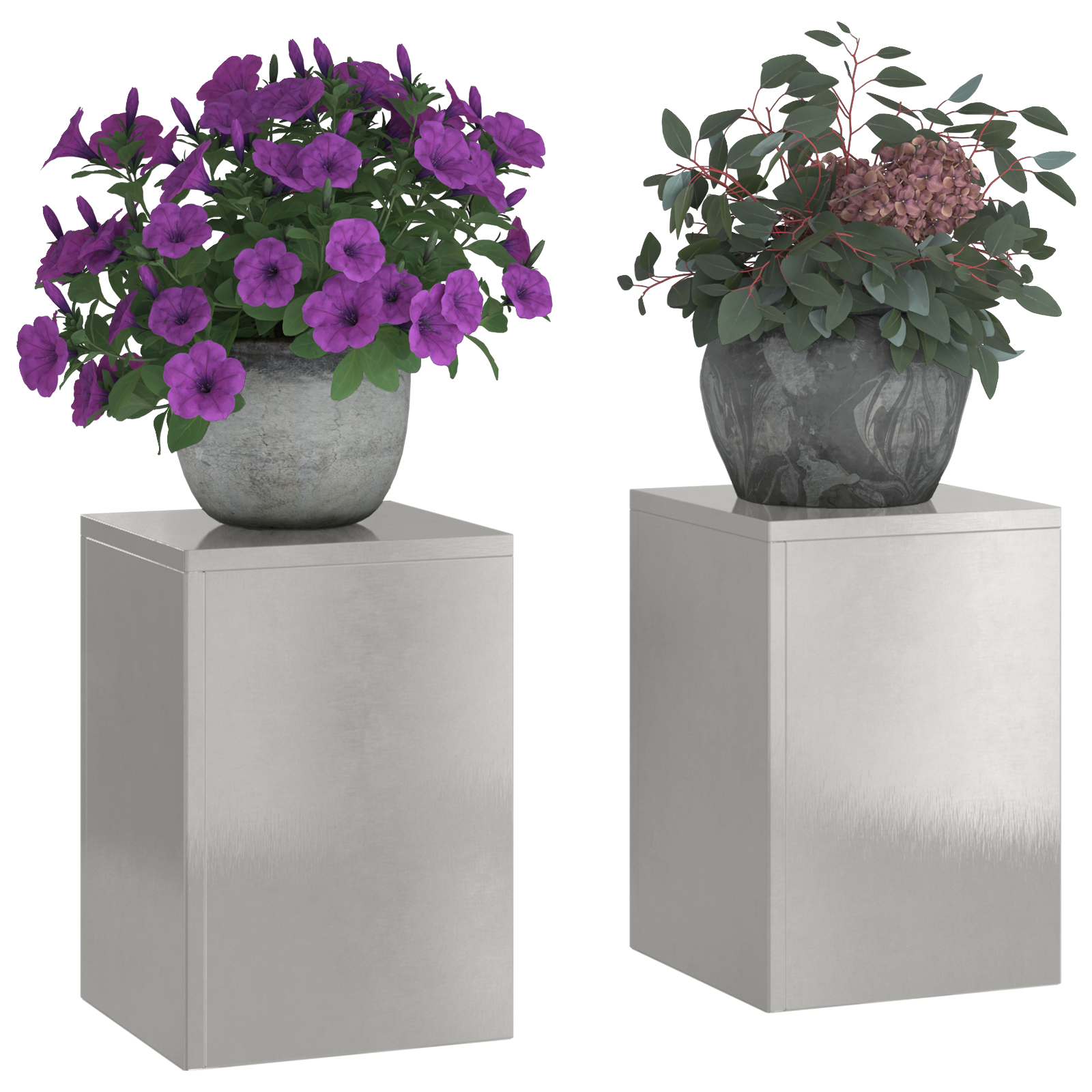 Suporturi plante pilon exterior 2 buc. 24x24x35 cm oțel inox. GartenMobel Dekor