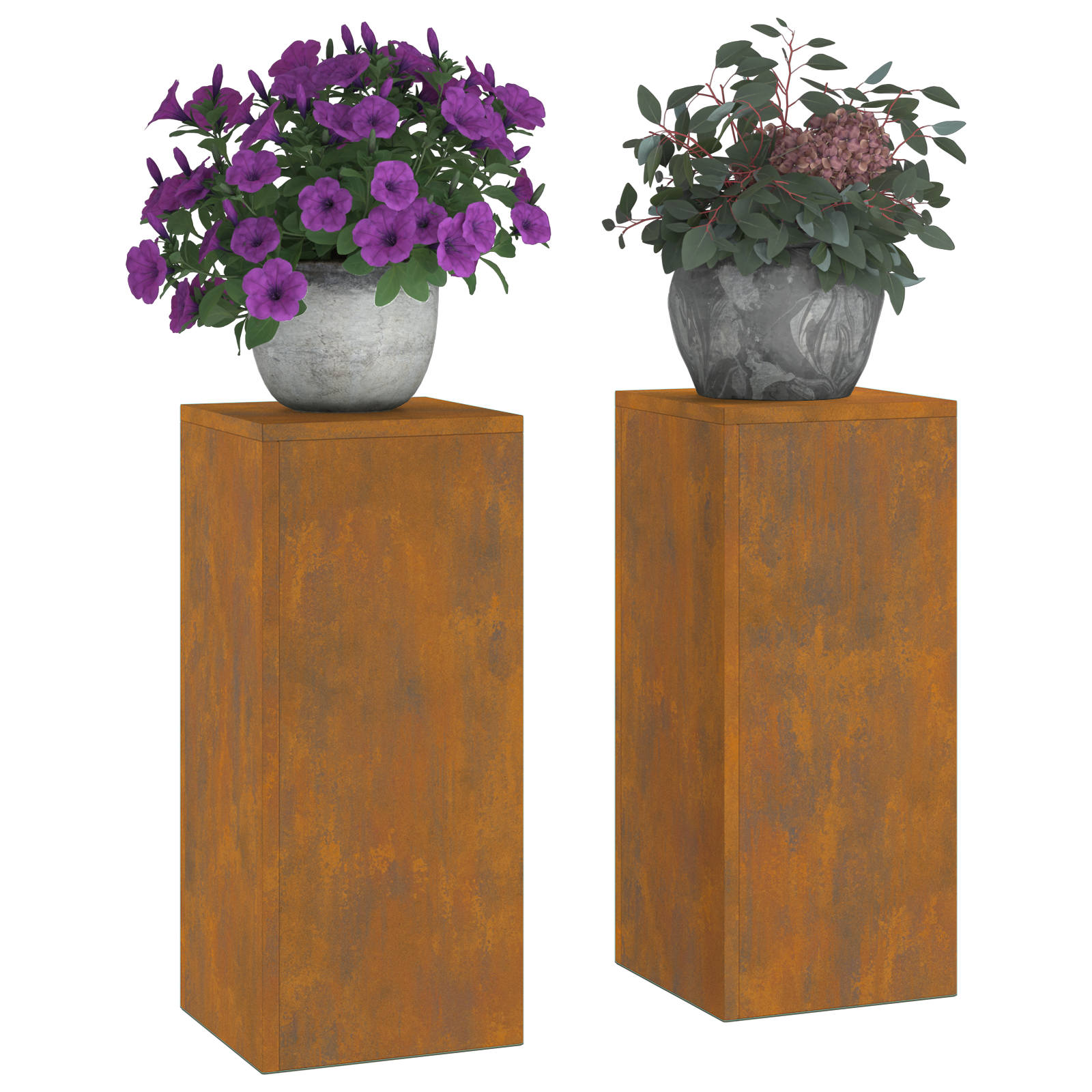 Suporturi plante pilon exterior 2 buc. 24x24x55 cm oțel corten GartenMobel Dekor