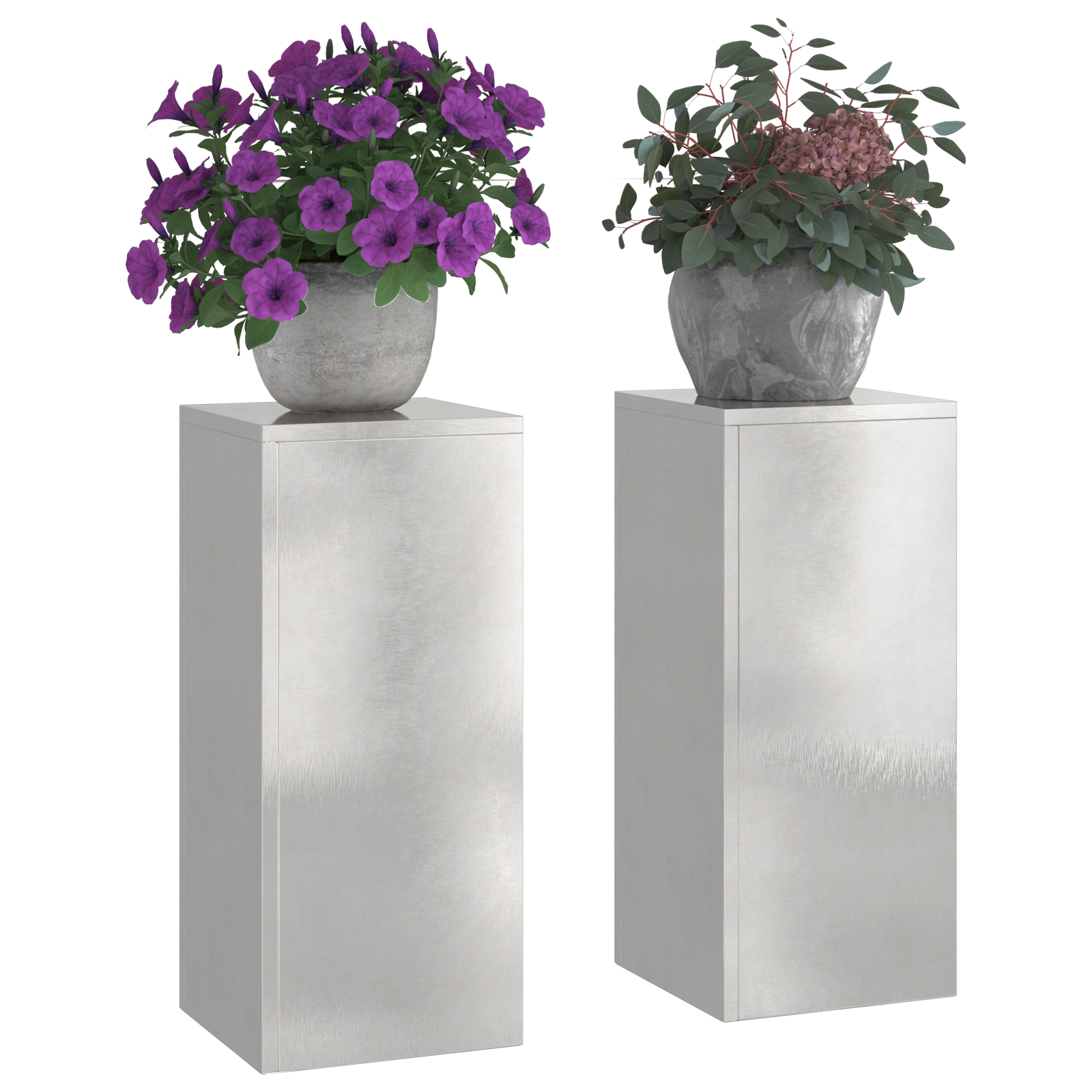Suporturi plante pilon exterior 2 buc. 24x24x55 cm oțel inox. GartenMobel Dekor
