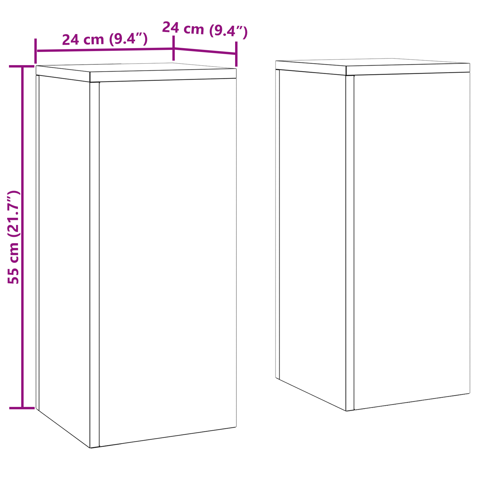 Suporturi plante pilon exterior 2 buc. 24x24x55 cm oțel inox. GartenMobel Dekor