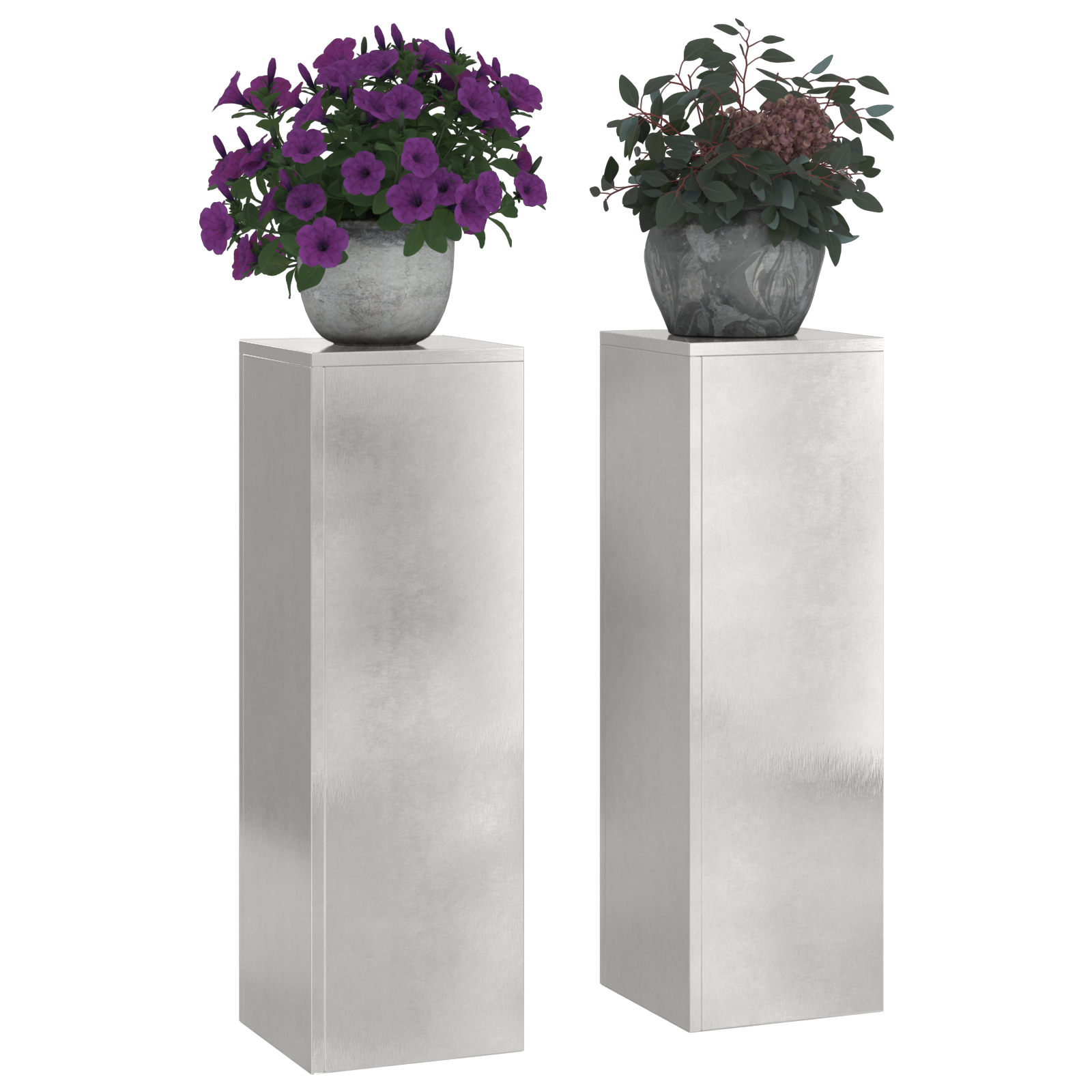 Suporturi plante pilon exterior 2 buc. 24x24x75 cm oțel inox. GartenMobel Dekor