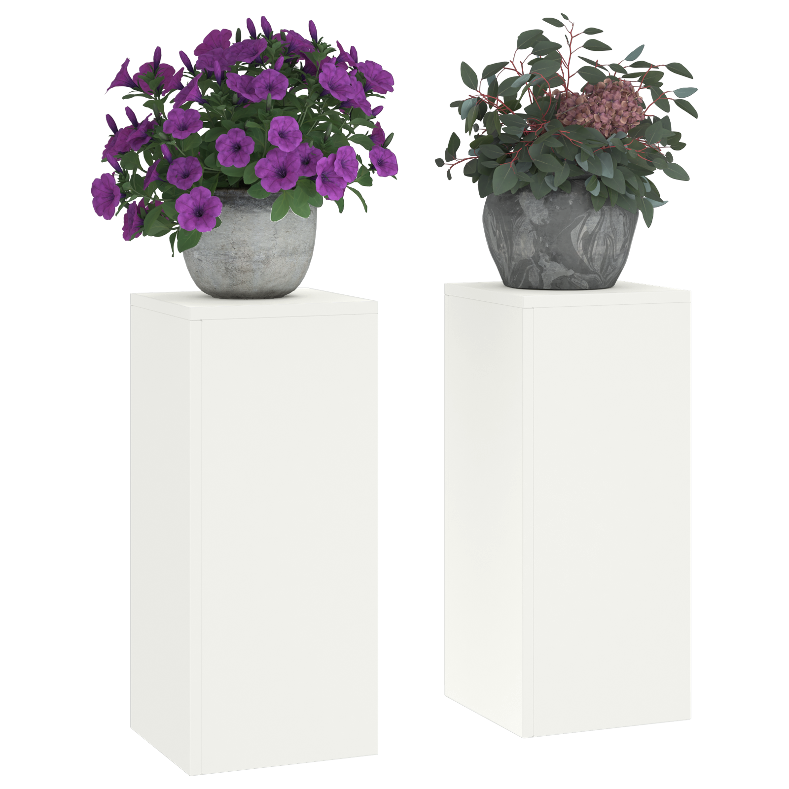 Suporturi plante pilon exterior 2 buc. alb 24x24x55 cm oțel GartenMobel Dekor