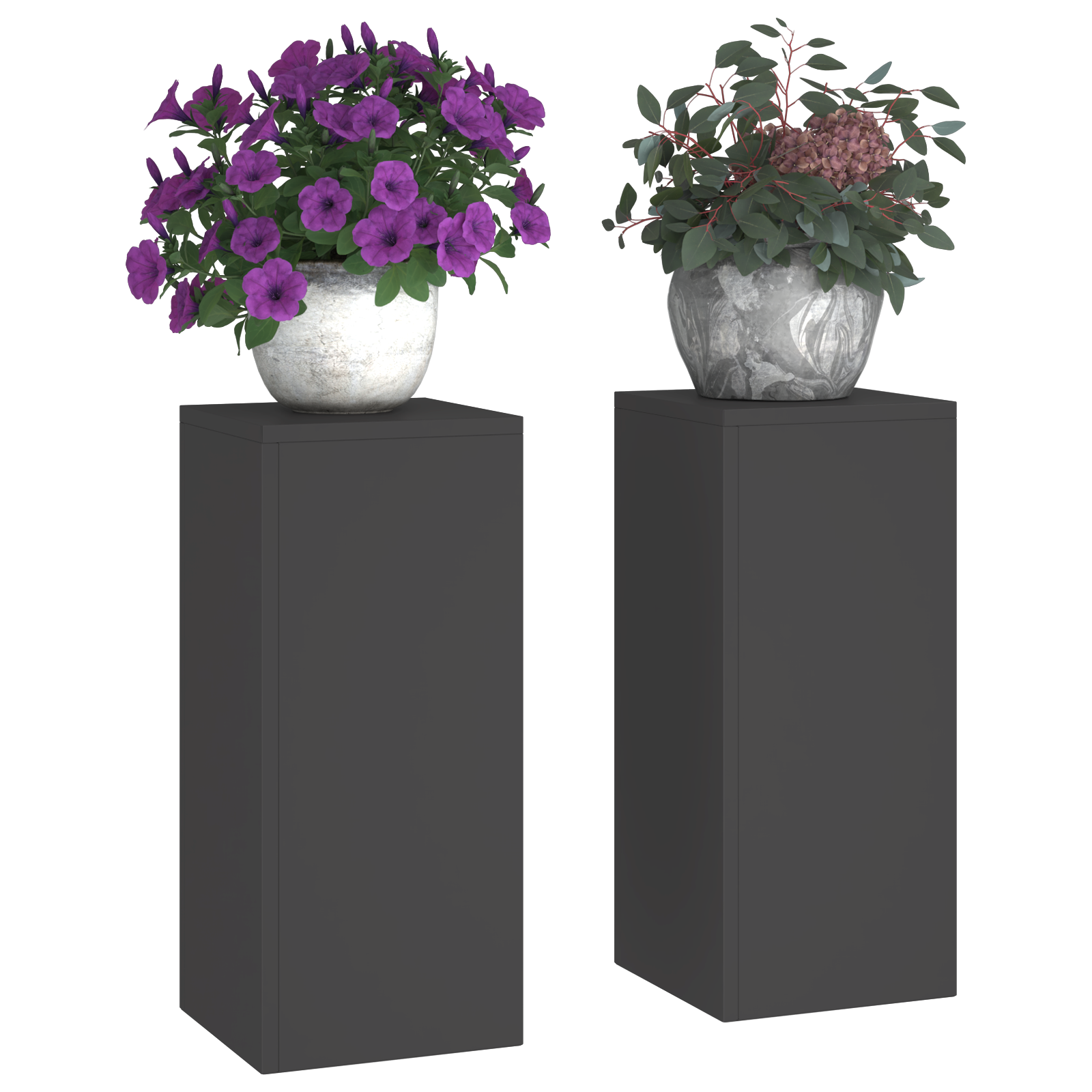 Suporturi plante pilon exterior 2 buc. negru 24x24x55 cm oțel GartenMobel Dekor