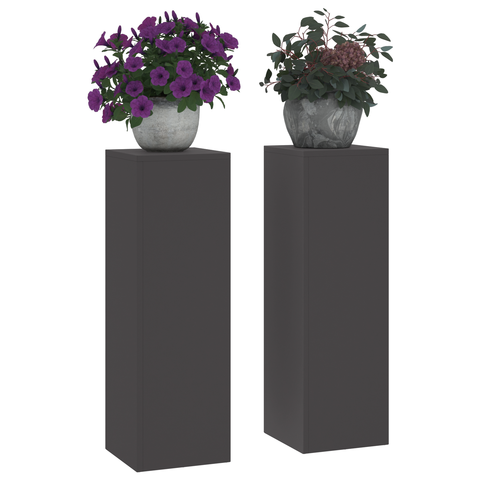 Suporturi plante pilon exterior 2 buc. negru 24x24x75 cm oțel GartenMobel Dekor