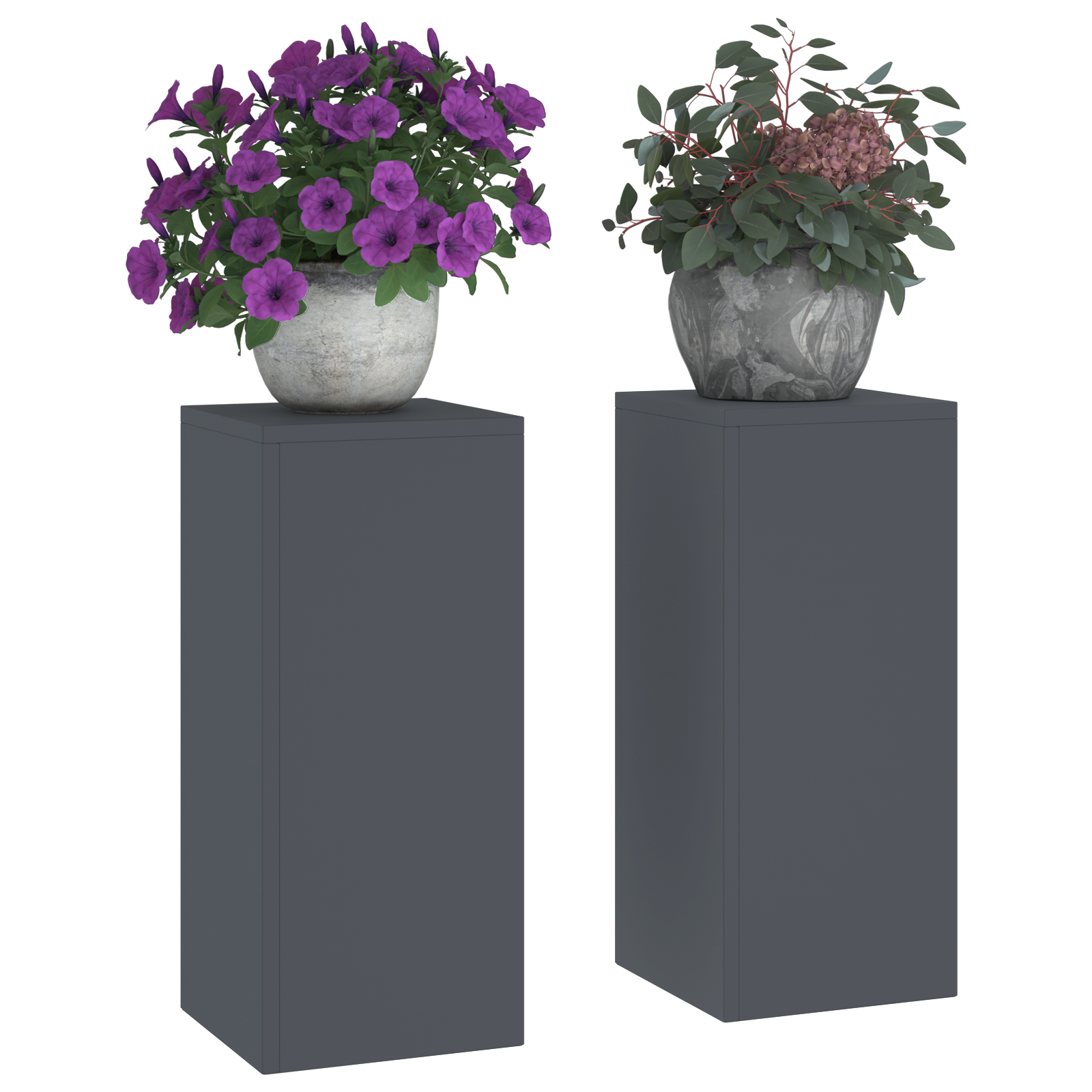 Suporturi plante pilon exterior 2 buc antracit 24x24x55 cm oțel GartenMobel Dekor