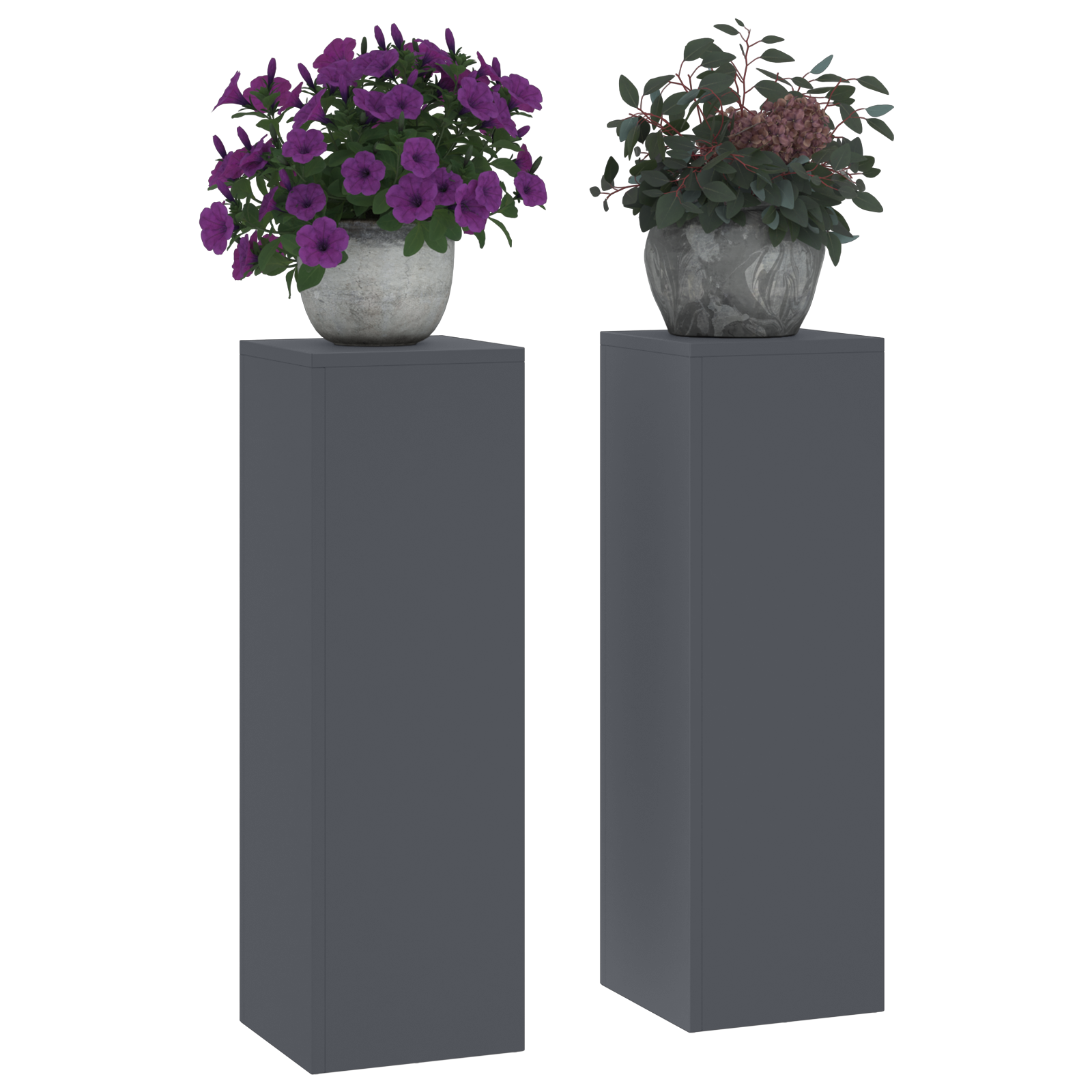 Suporturi plante pilon exterior 2 buc antracit 24x24x75 cm oțel GartenMobel Dekor