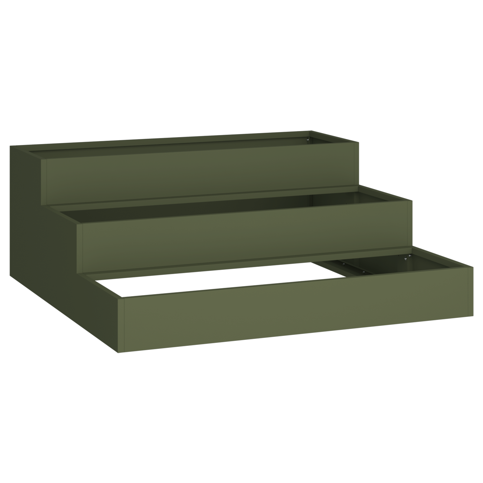 ghiveci de grădină 3-nivele 90x90x35 cm Verde măsliniu Oțel GartenMobel Dekor