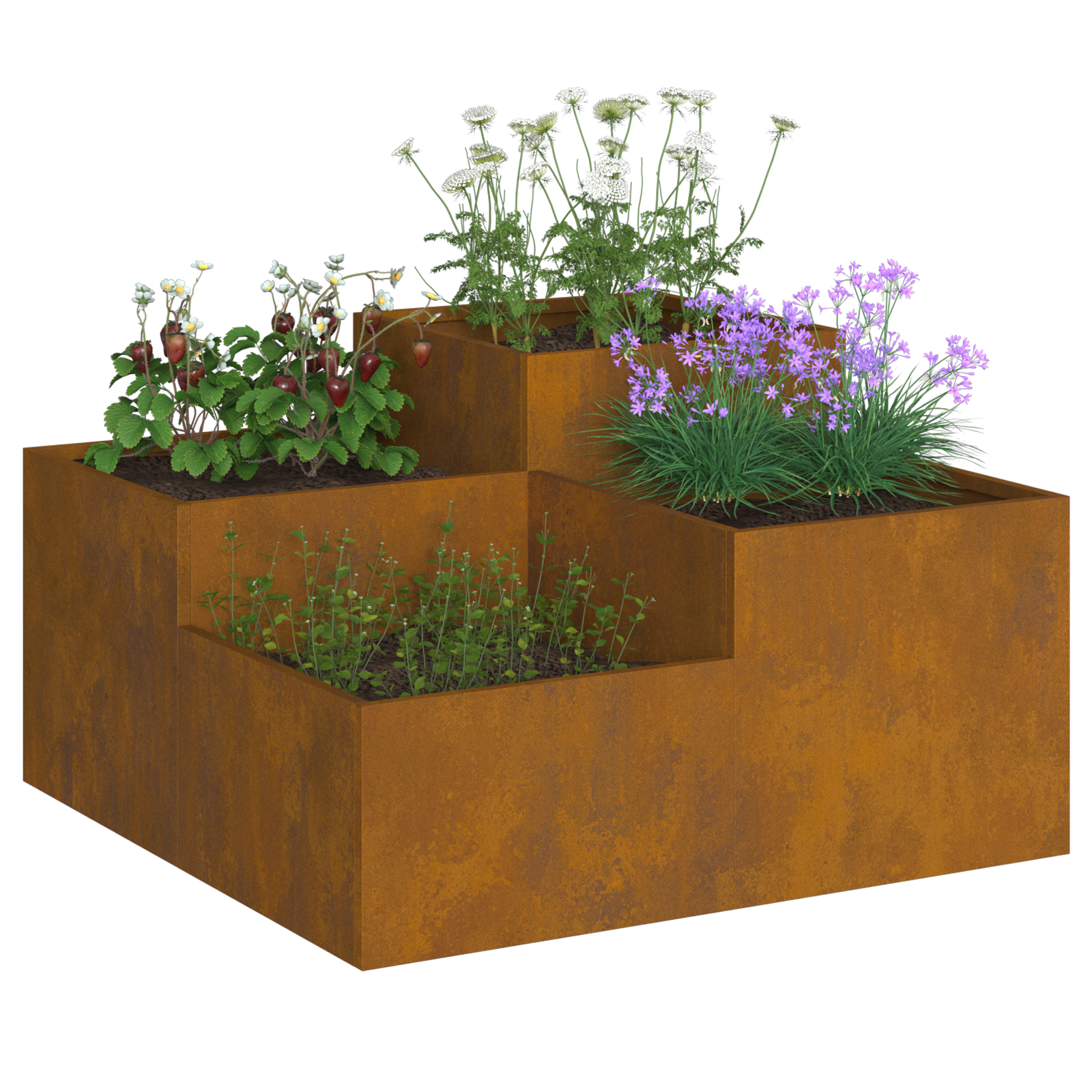 Jardinieră de grădină, 100x100x48 cm, oțel corten GartenMobel Dekor