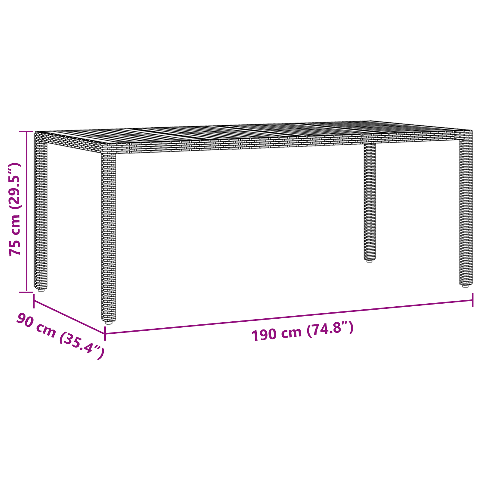 Set de Dining Grădină cu Perne Negru Ratan Poly GartenMobel Dekor