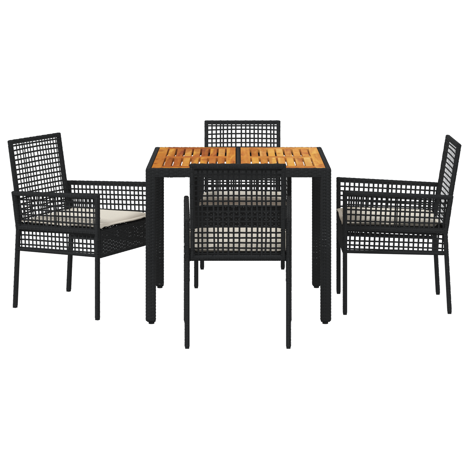 Set dining 5 piese pentru grădină cu perne, Negru, Poliratan GartenMobel Dekor