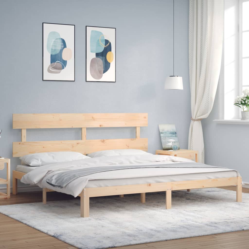 Cadru de pat cu tăblie Super King Size, lemn masiv GartenMobel Dekor