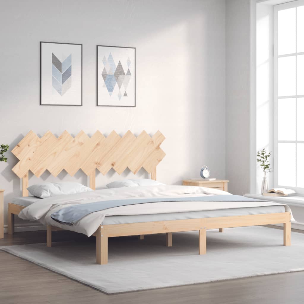 Cadru de pat cu tăblie Super King Size, lemn masiv GartenMobel Dekor