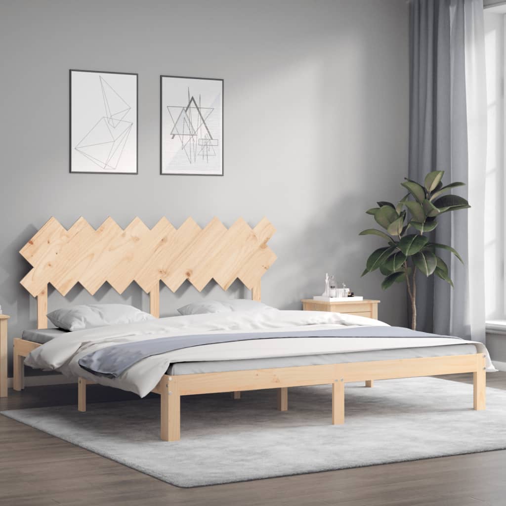 Cadru de pat cu tăblie Super King Size, lemn masiv GartenMobel Dekor
