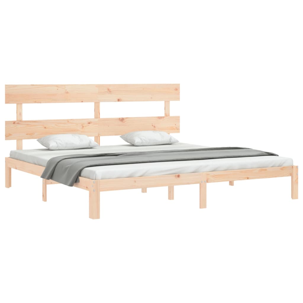 Cadru de pat cu tăblie Super King Size, lemn masiv GartenMobel Dekor