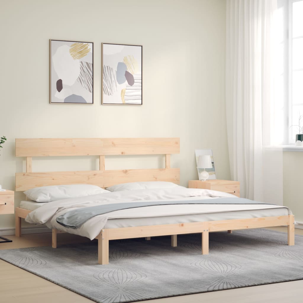 Cadru de pat cu tăblie Super King Size, lemn masiv GartenMobel Dekor