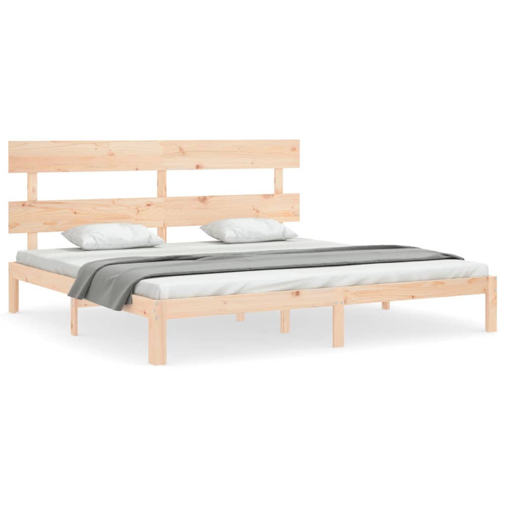 Cadru de pat cu tăblie Super King Size, lemn masiv GartenMobel Dekor