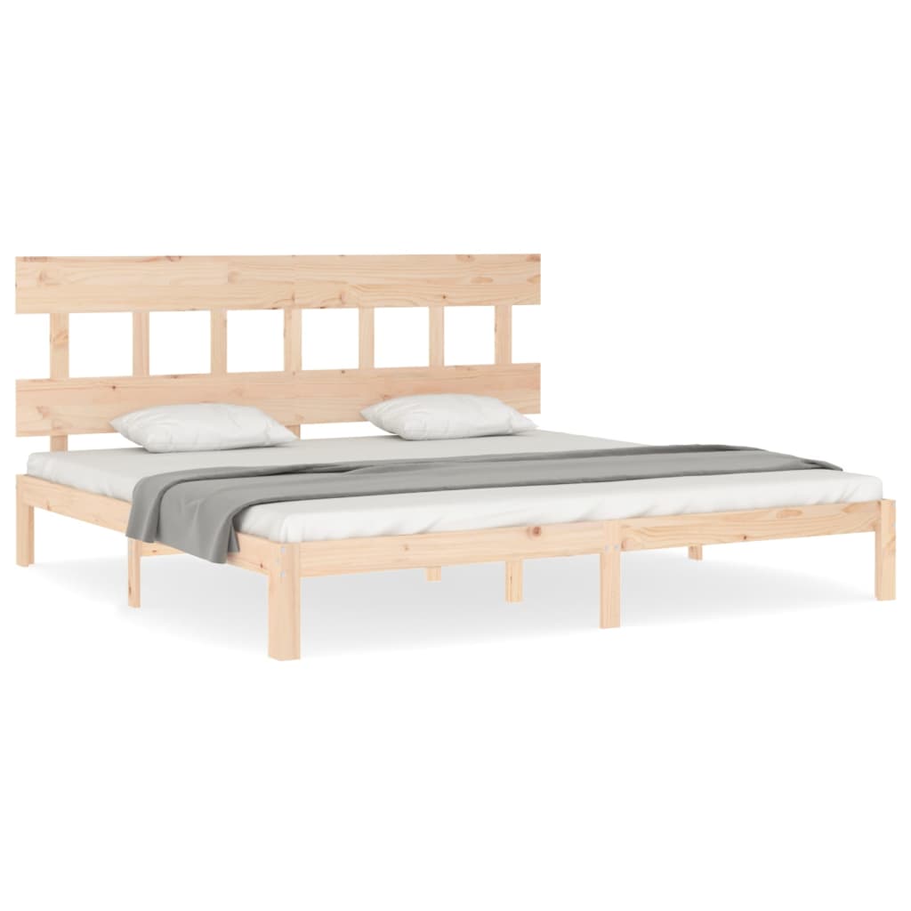 Cadru de pat cu tăblie Super King Size, lemn masiv GartenMobel Dekor