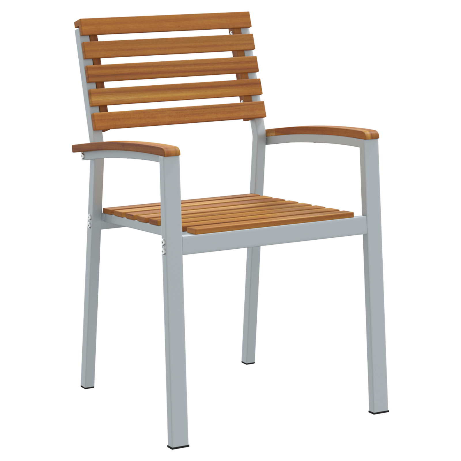 Scaune de grădină stackabile 6 bucăți din lemn solid de acacia și metal GartenMobel Dekor