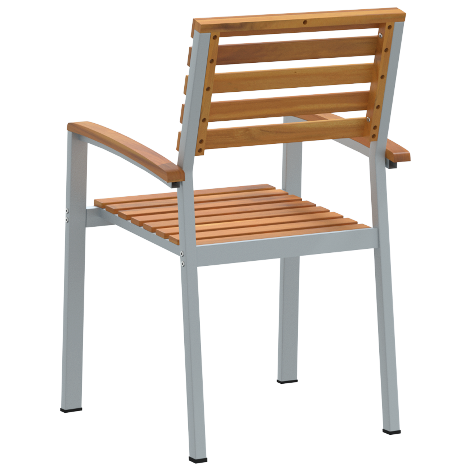 Scaune de grădină stackabile 6 bucăți din lemn solid de acacia și metal GartenMobel Dekor