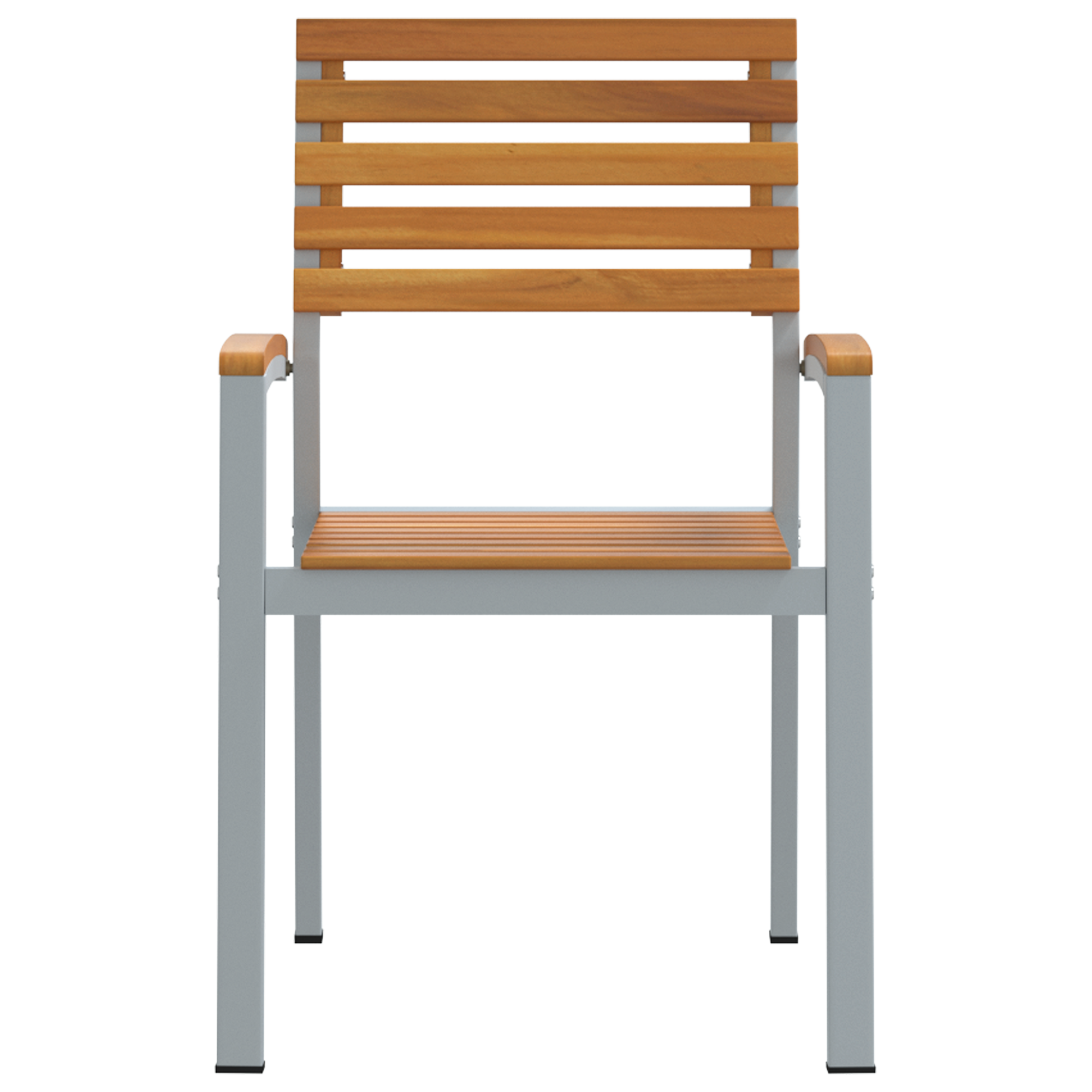 Scaune de grădină stackabile 6 bucăți din lemn solid de acacia și metal GartenMobel Dekor