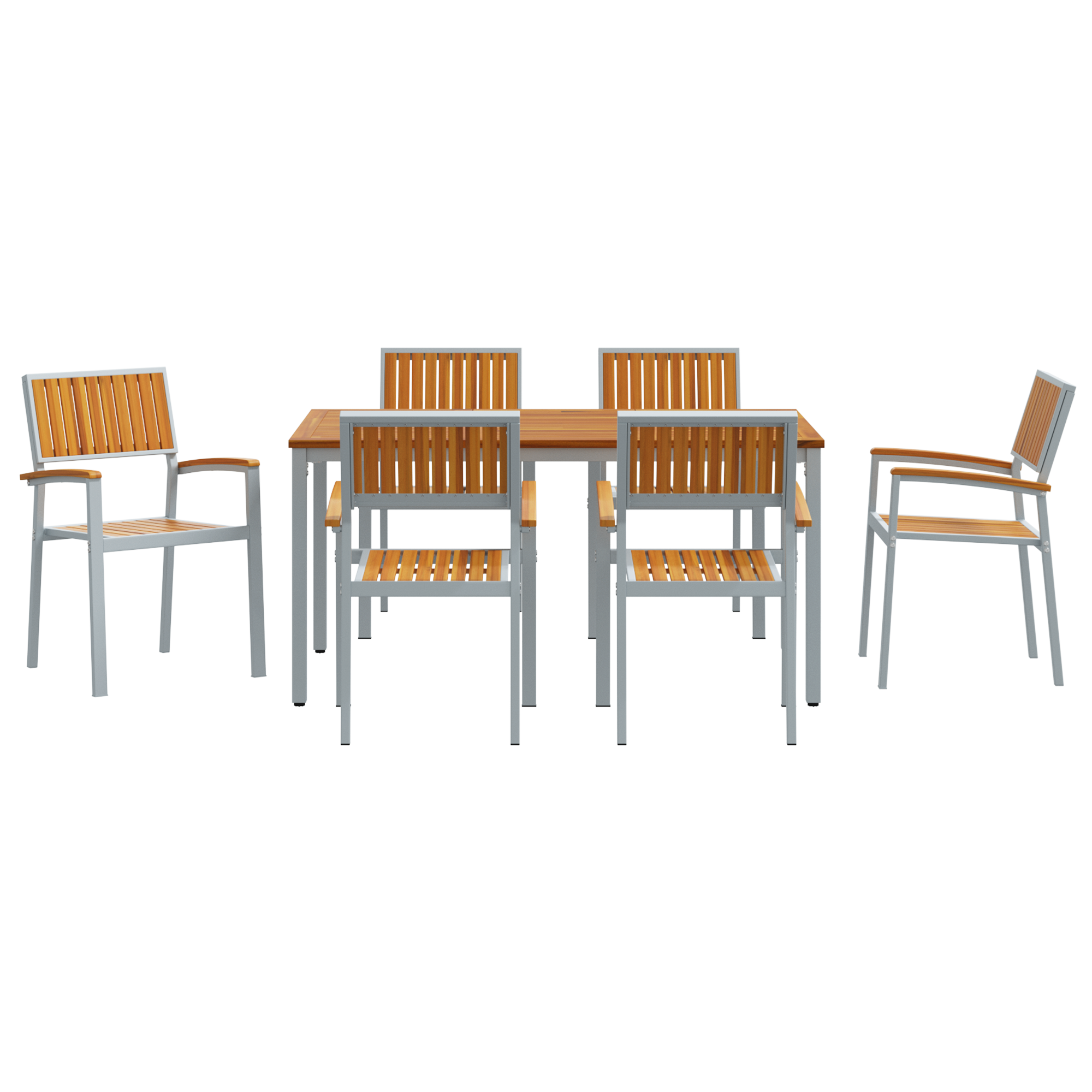 Set de dining pentru grădină , 7 piese, din lemn solid de acacia și metal GartenMobel Dekor