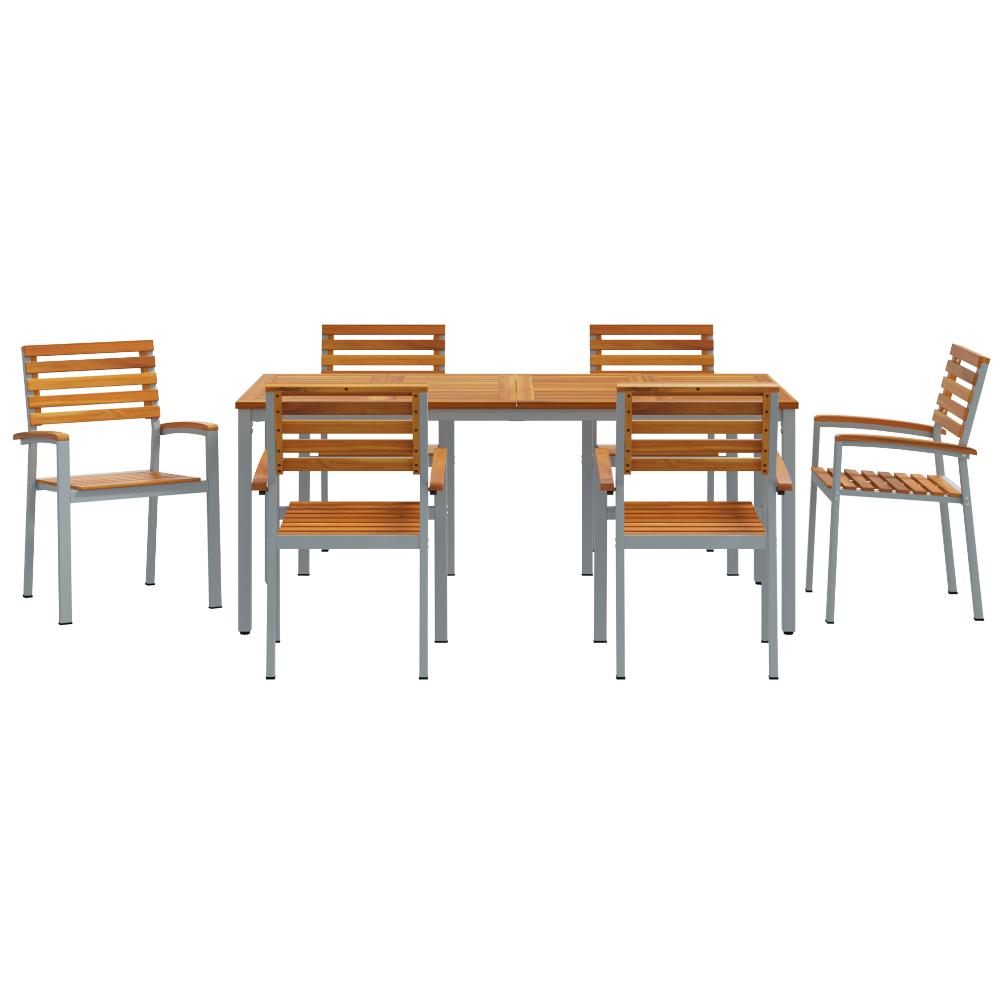 Set de dining pentru grădină , 7 piese, din lemn solid de acacia și metal GartenMobel Dekor