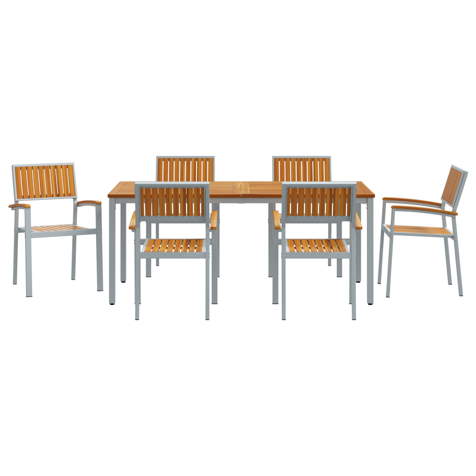 Set de dining pentru grădină , 7 piese, din lemn solid de acacia și metal GartenMobel Dekor