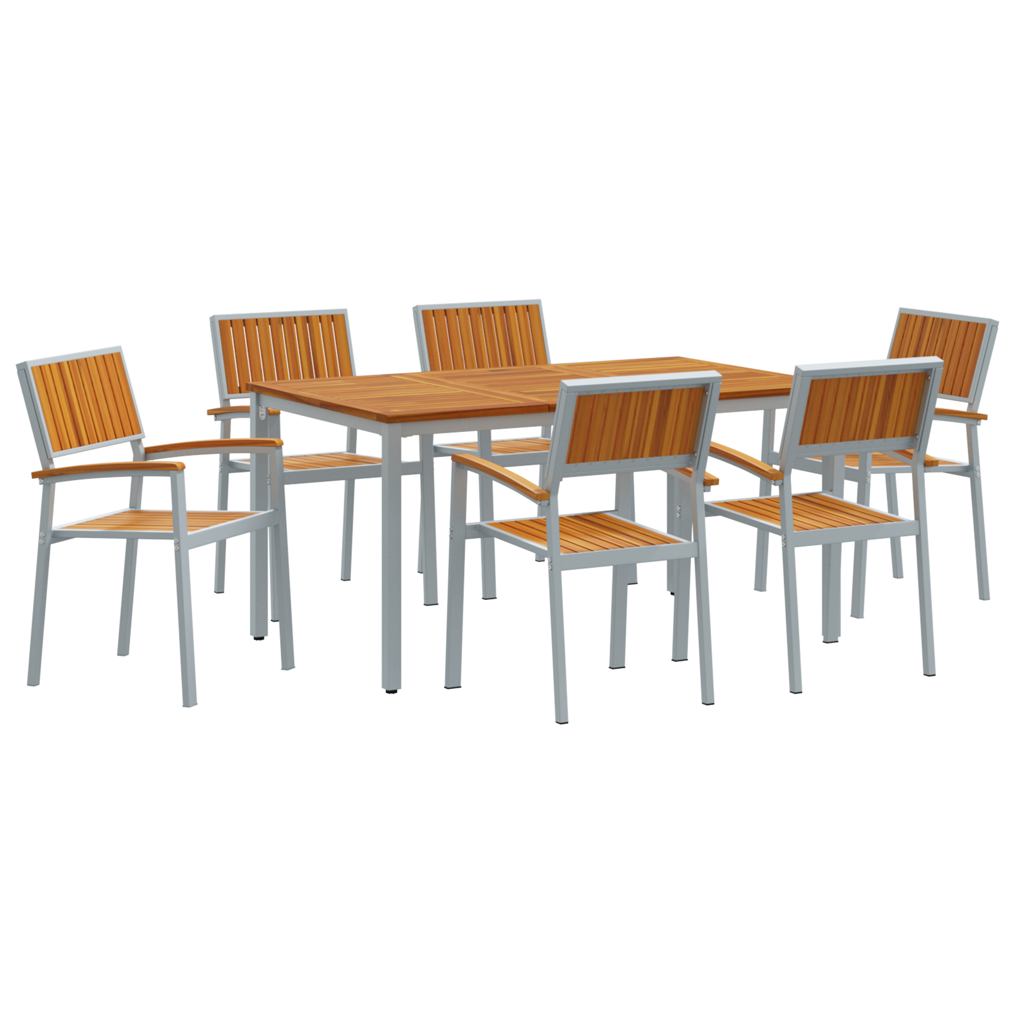 Set de dining pentru grădină , 7 piese, din lemn solid de acacia și metal GartenMobel Dekor