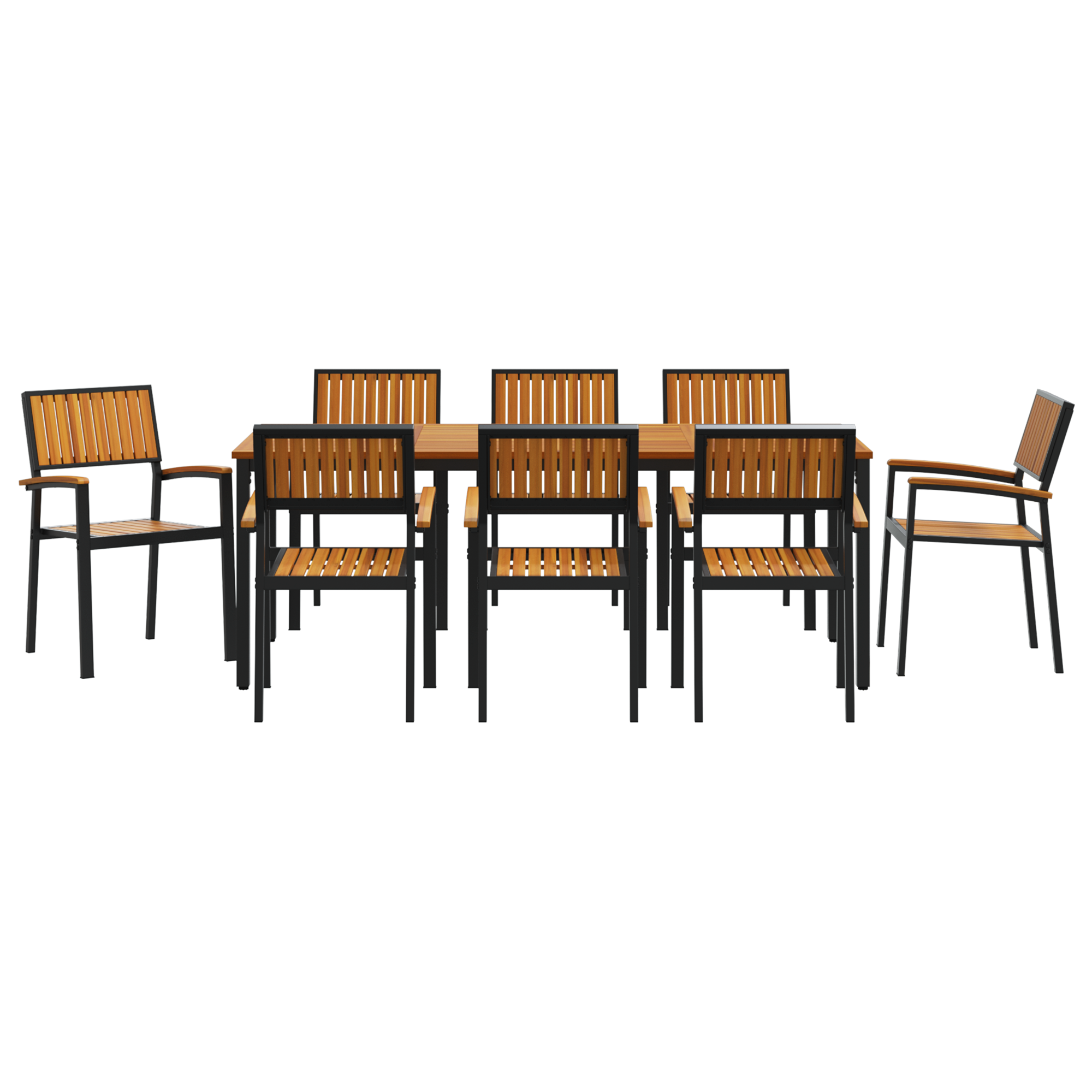 Set de dining pentru grădină , 9 piese, din lemn masiv de acacia și metal GartenMobel Dekor