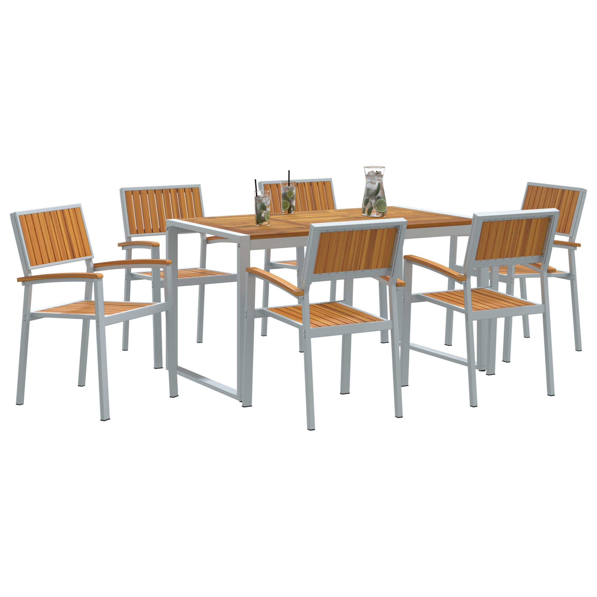 Set de dining pentru grădină 7 piese din lemn masiv de acacia și metal GartenMobel Dekor