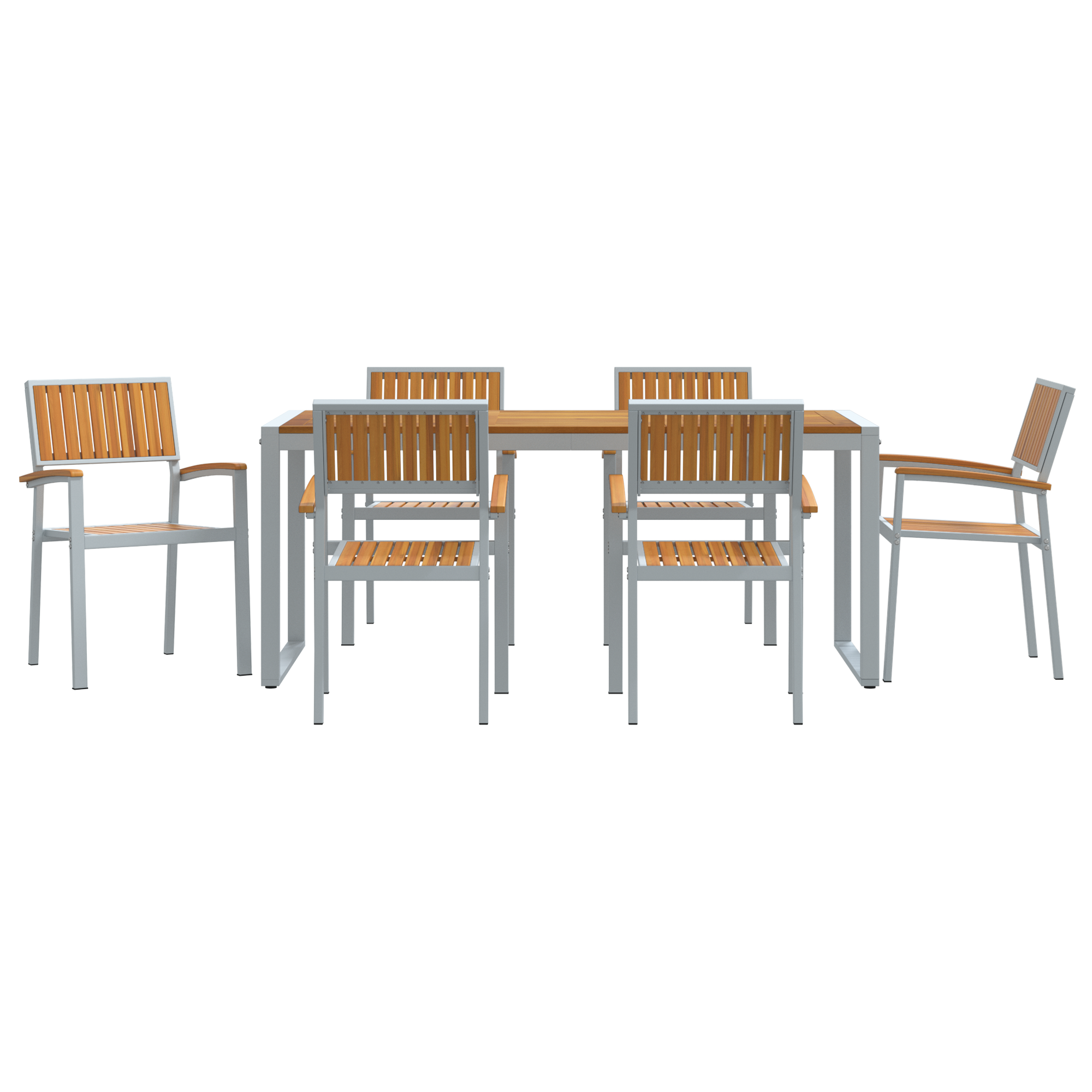 Set de dining pentru grădină 7 piese din lemn solid de acacia și metal GartenMobel Dekor