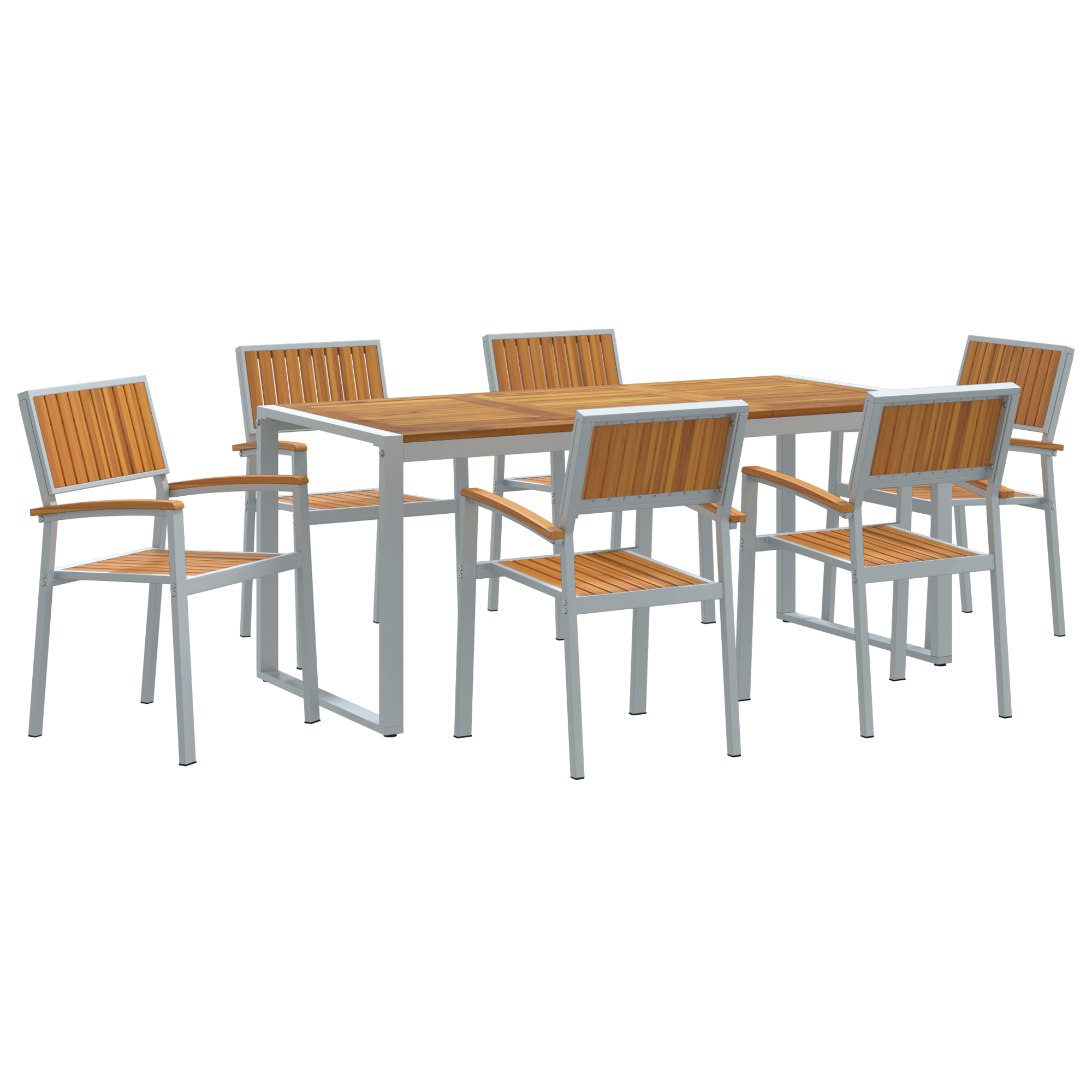 Set de dining pentru grădină 7 piese din lemn solid de acacia și metal GartenMobel Dekor