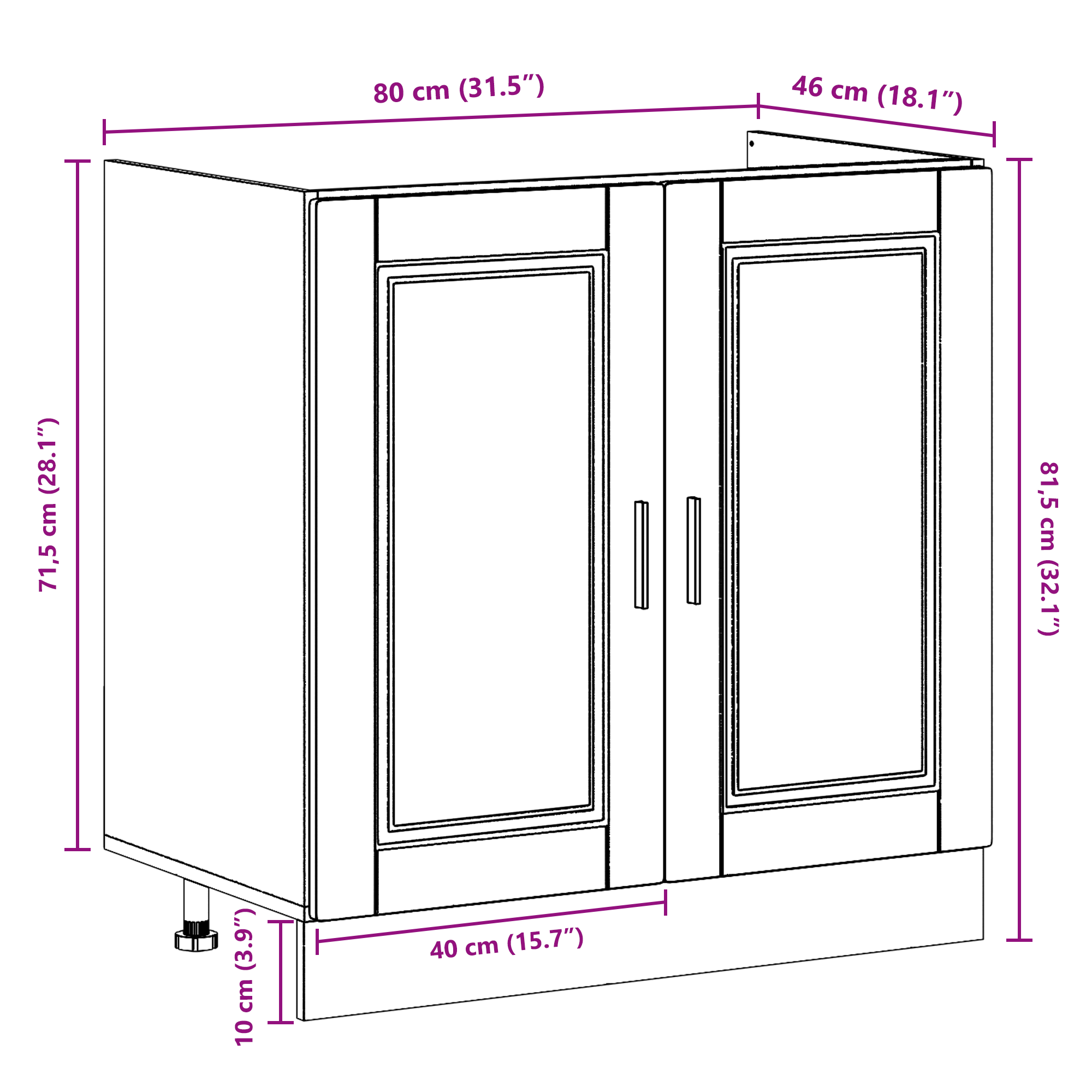Dulap bază Porto cu chiuvetă, stejar fumuriu 80x46x84,5 cm lemn GartenMobel Dekor