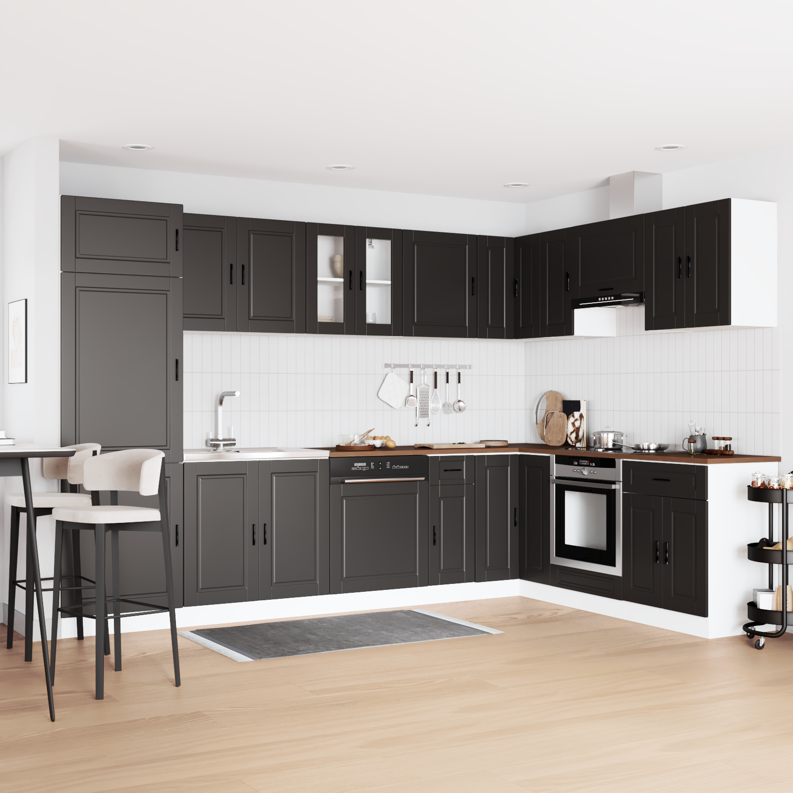 Chiuvetă Mobilă 'Porto'cu Chiuvetă Neagră 80x46x84,5 cm din Lemn Prelucrat GartenMobel Dekor