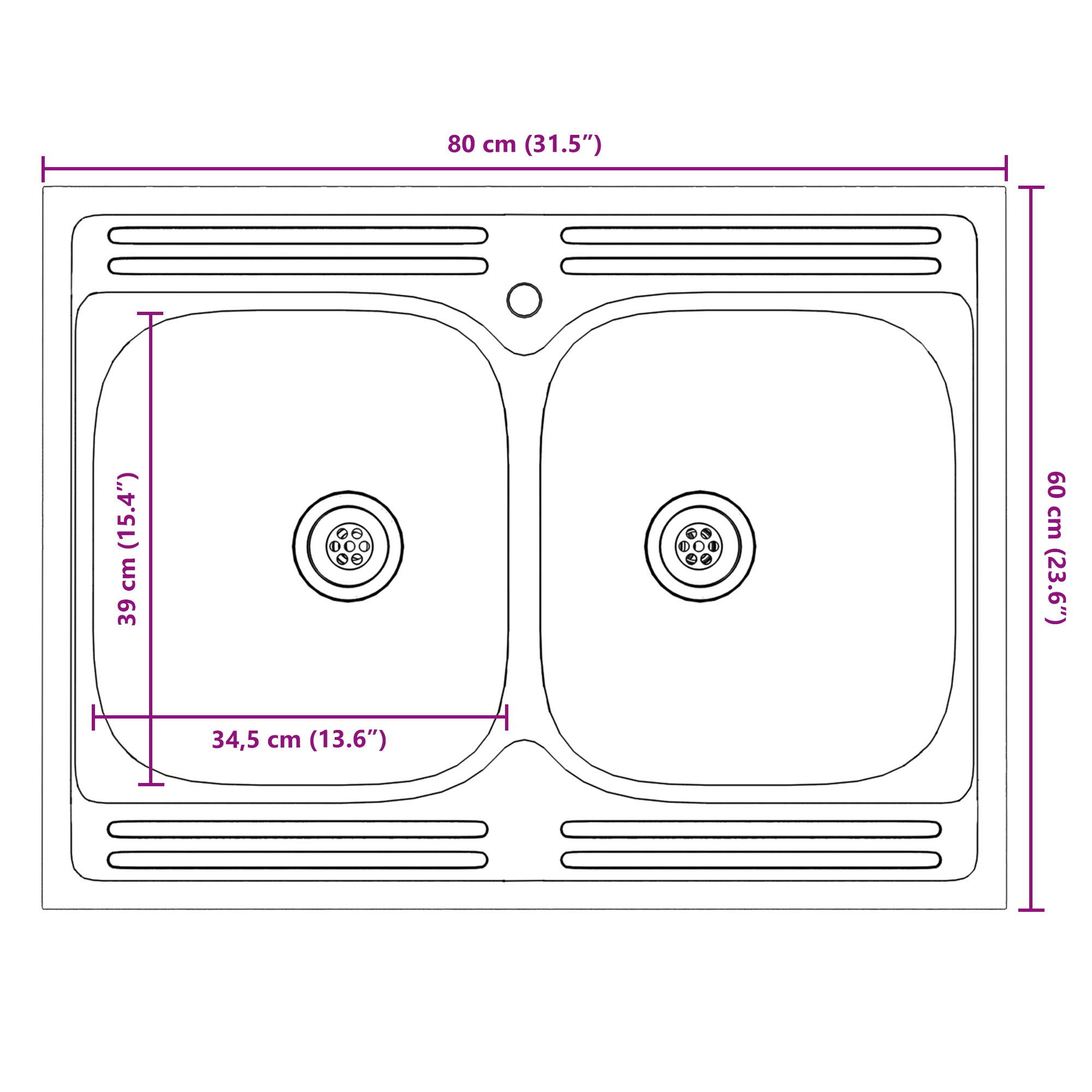 Chiuvetă Mobilă 'Porto'cu Chiuvetă Neagră 80x46x84,5 cm din Lemn Prelucrat GartenMobel Dekor