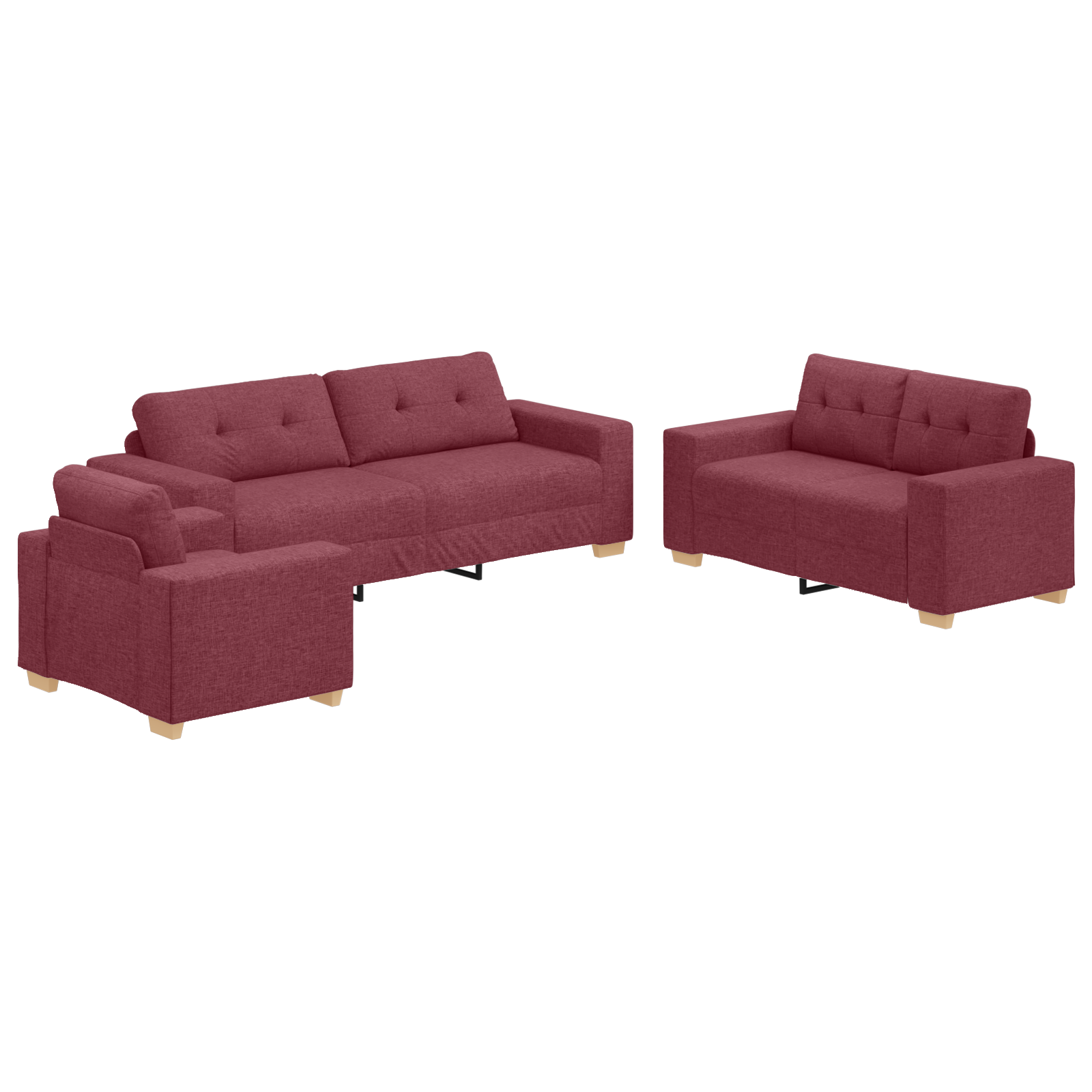 Set canapea, 3 piese, perne bordo, textil GartenMobel Dekor