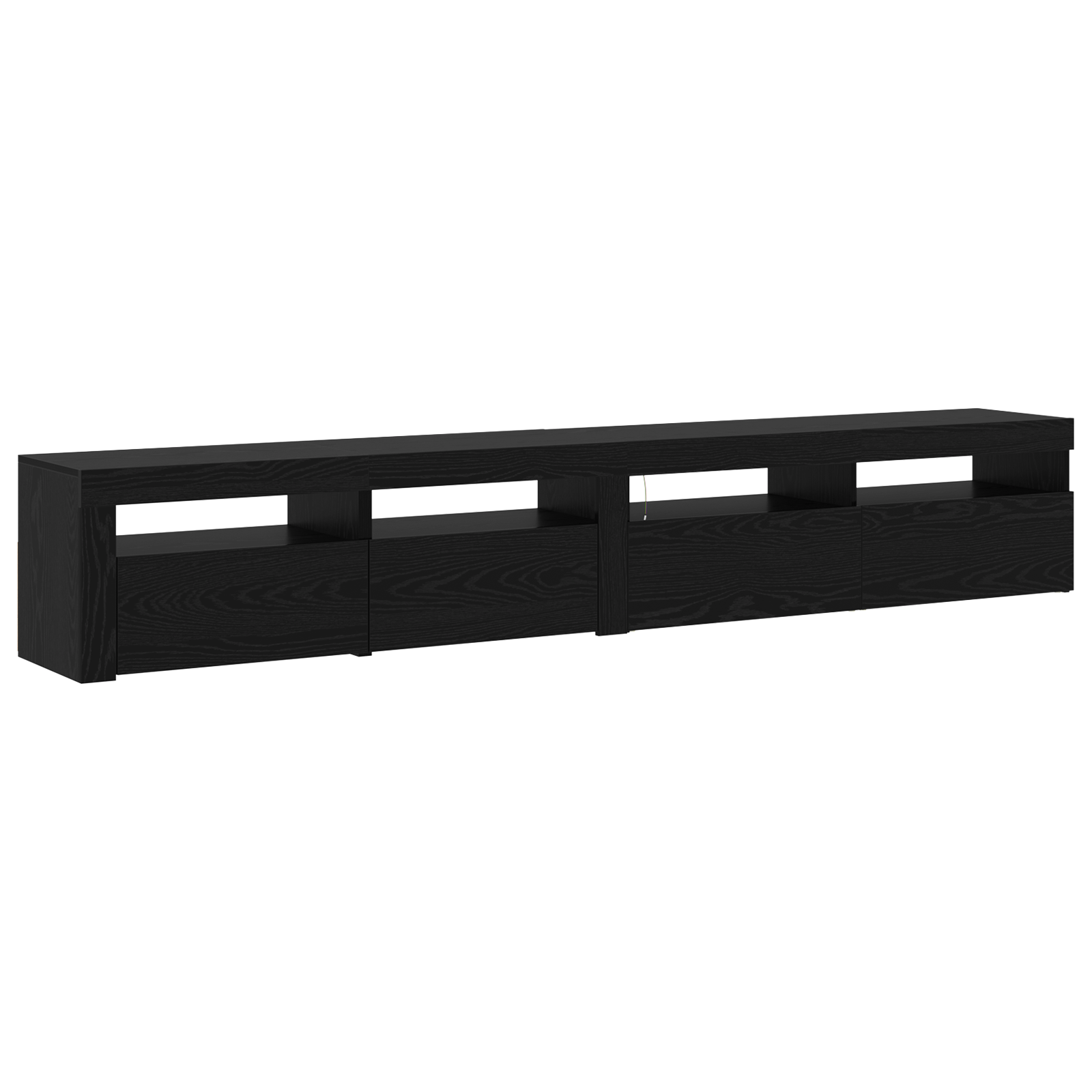 Cabinete TV 2 buc cu lumini LED din stejar negru și lemn ingineresc GartenMobel Dekor