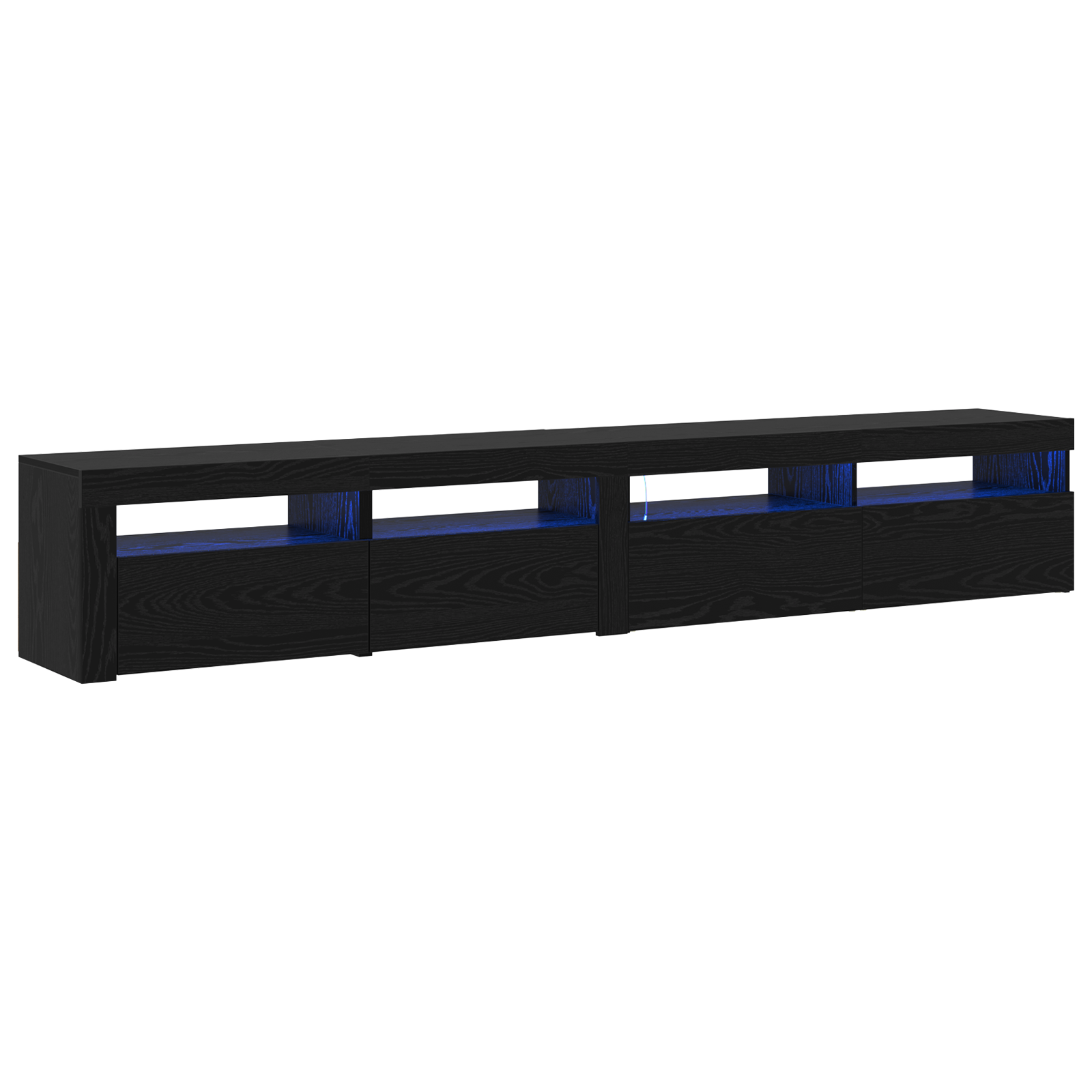 Cabinete TV 2 buc cu lumini LED din stejar negru și lemn ingineresc GartenMobel Dekor