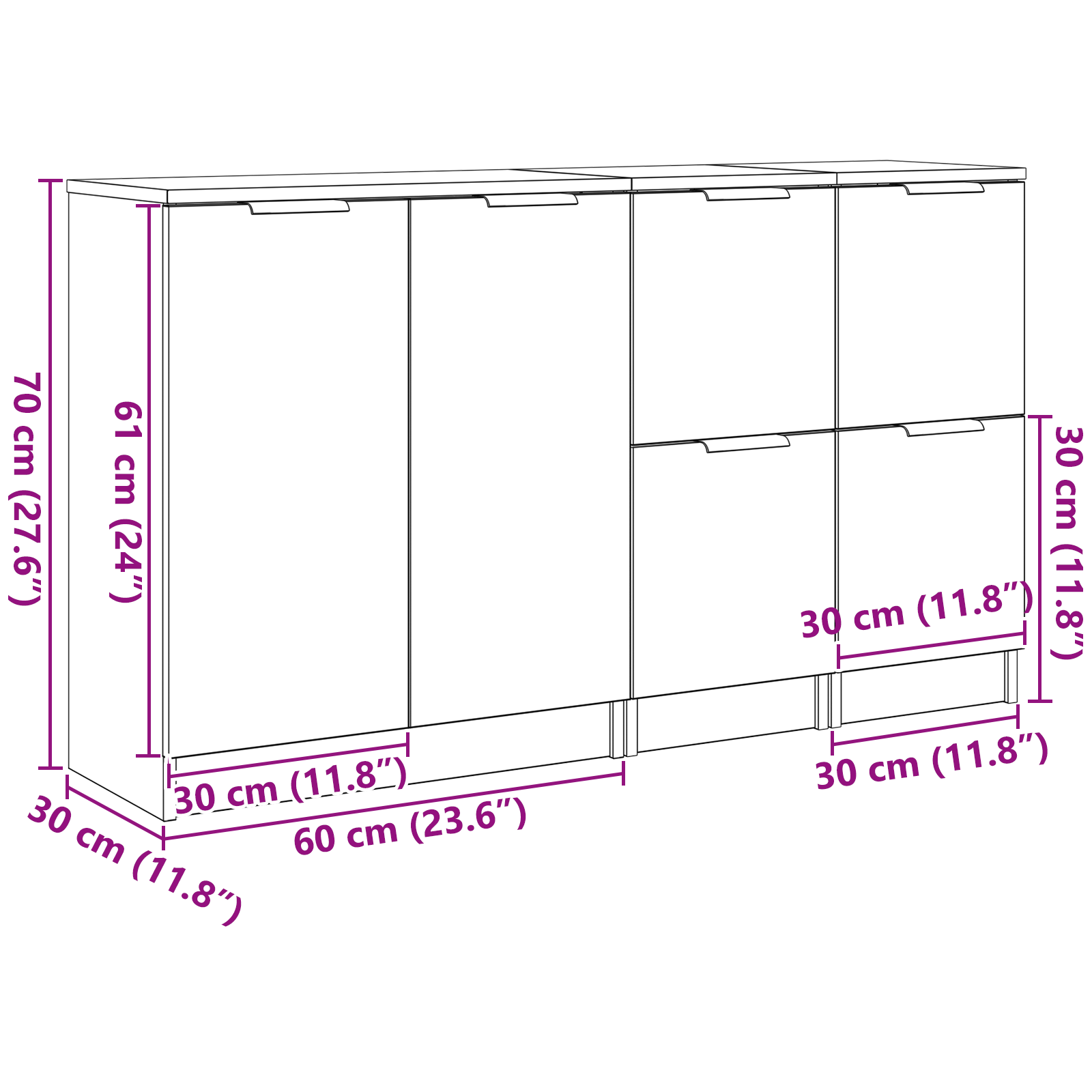 Dulapuri, 3 buc., stejar negru, lemn prelucrat GartenMobel Dekor