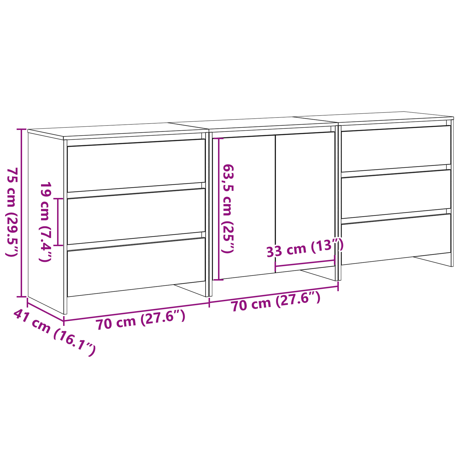 Dulapuri, 3 buc., stejar negru, lemn prelucrat GartenMobel Dekor