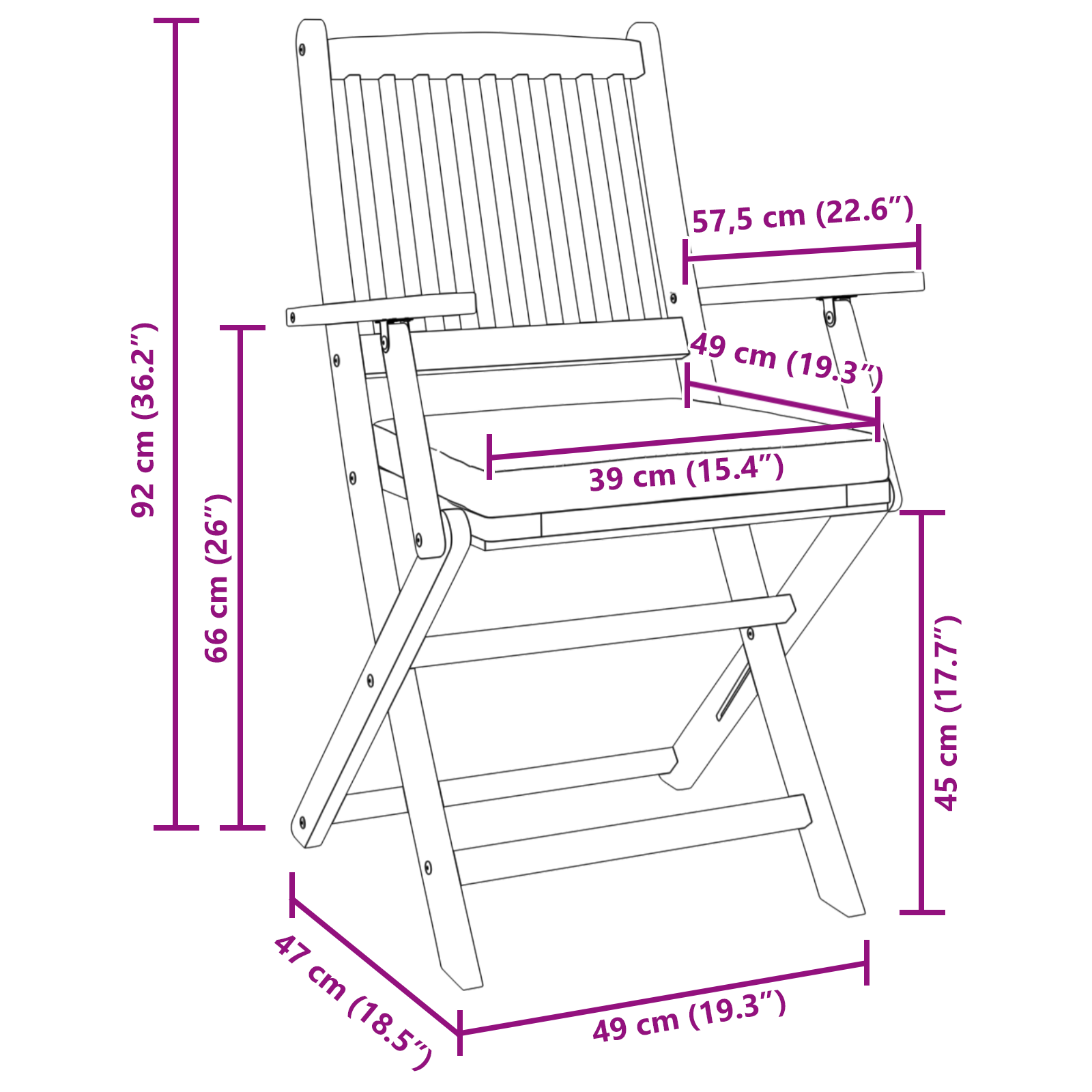 Scaune grădină pliabile, 6 buc., perne gri, lemn masiv acacia GartenMobel Dekor