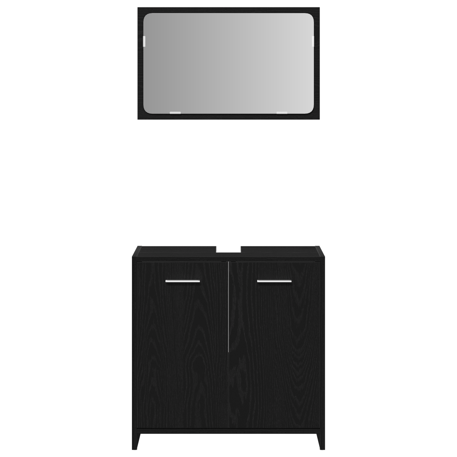 Set Mobilier pentru Baie 3 Piese Stejar Negru Lemn Prelucrat GartenMobel Dekor