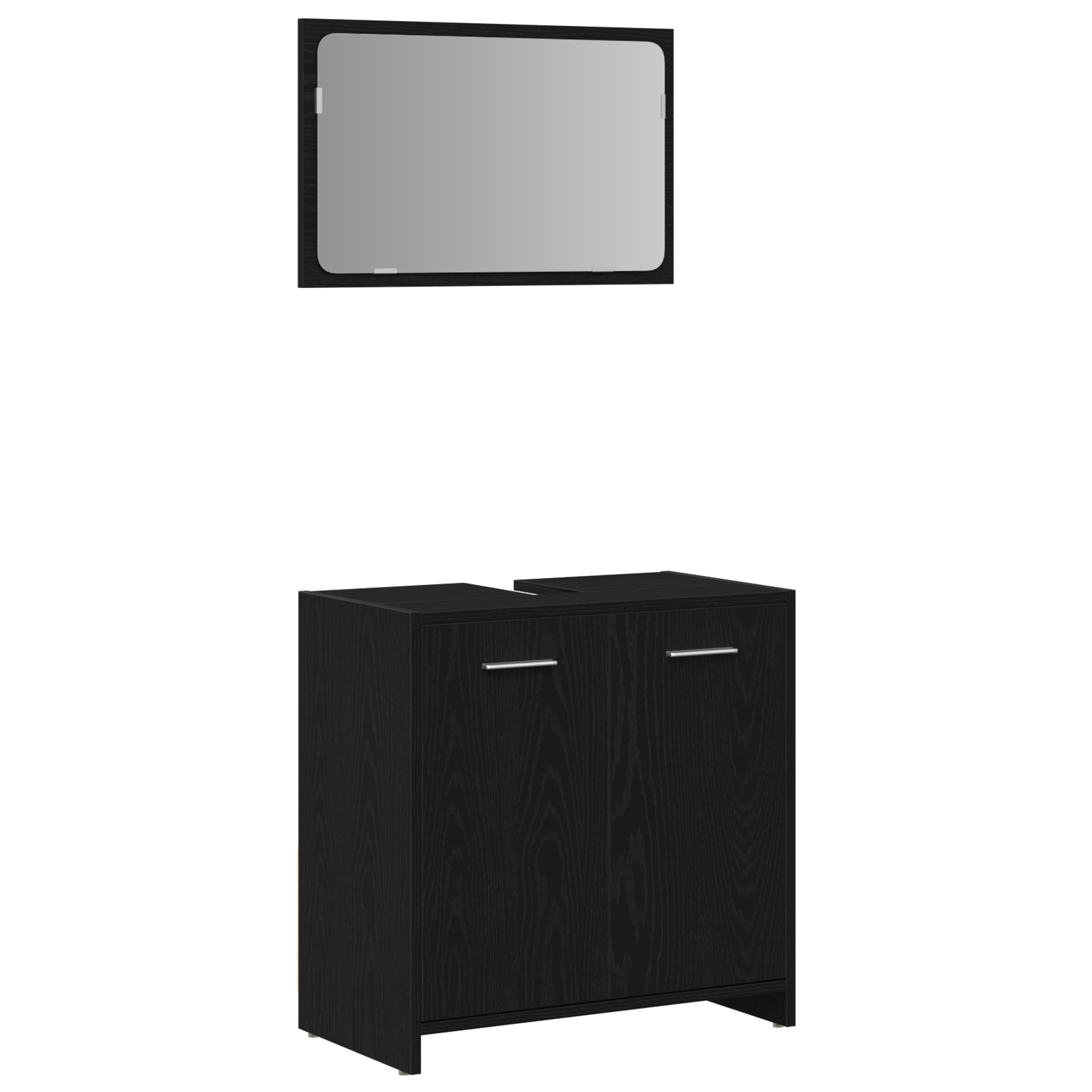 Set Mobilier pentru Baie 3 Piese Stejar Negru Lemn Prelucrat GartenMobel Dekor