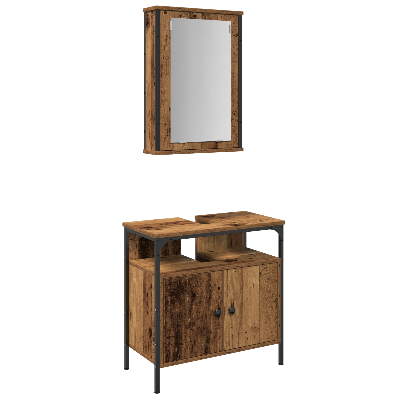 Set mobilier de baie, 2 piese, lemn vechi, lemn prelucrat GartenMobel Dekor