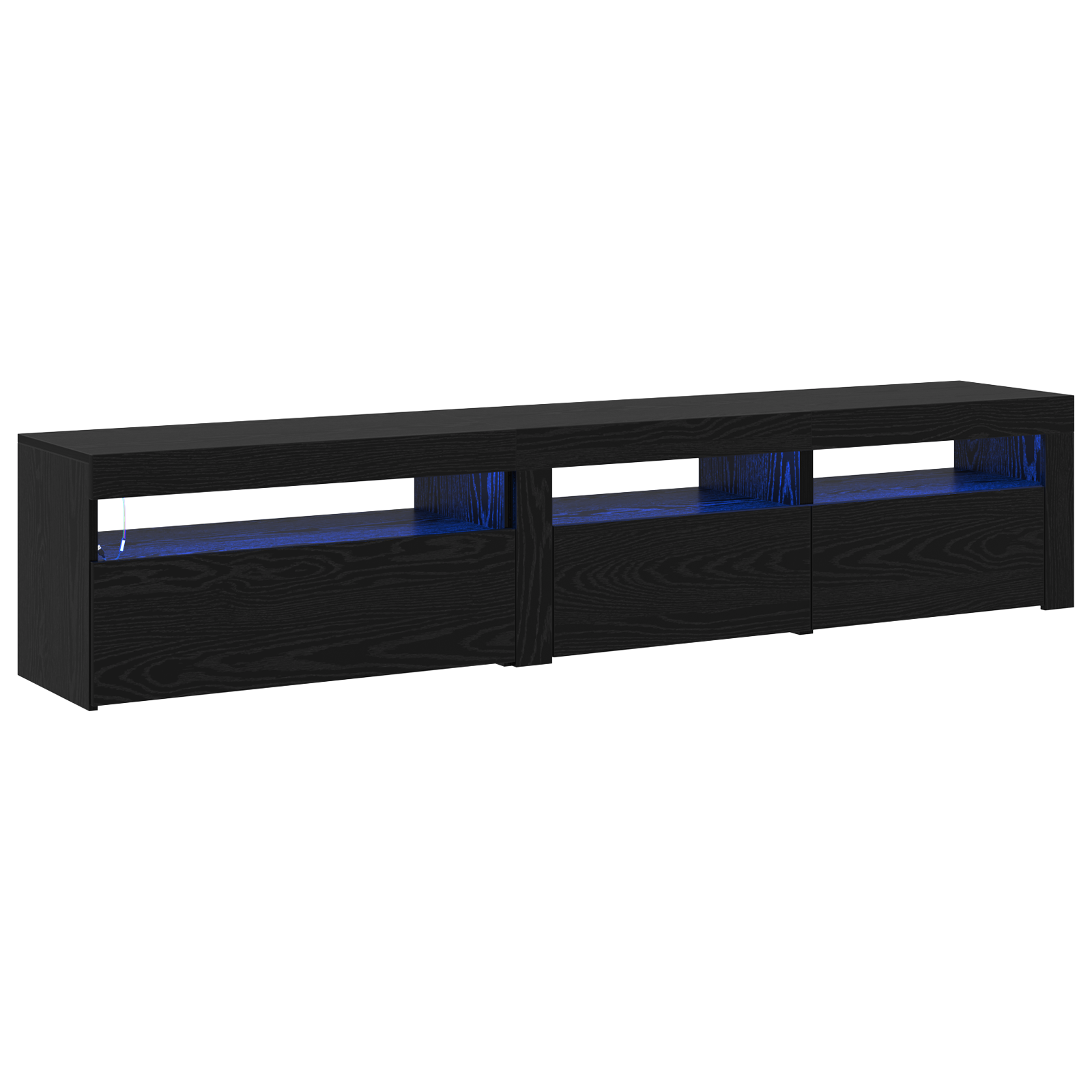 Suporturi TV 2 buc cu lumini LED Stejar Negru Lemn Ingineresc GartenMobel Dekor