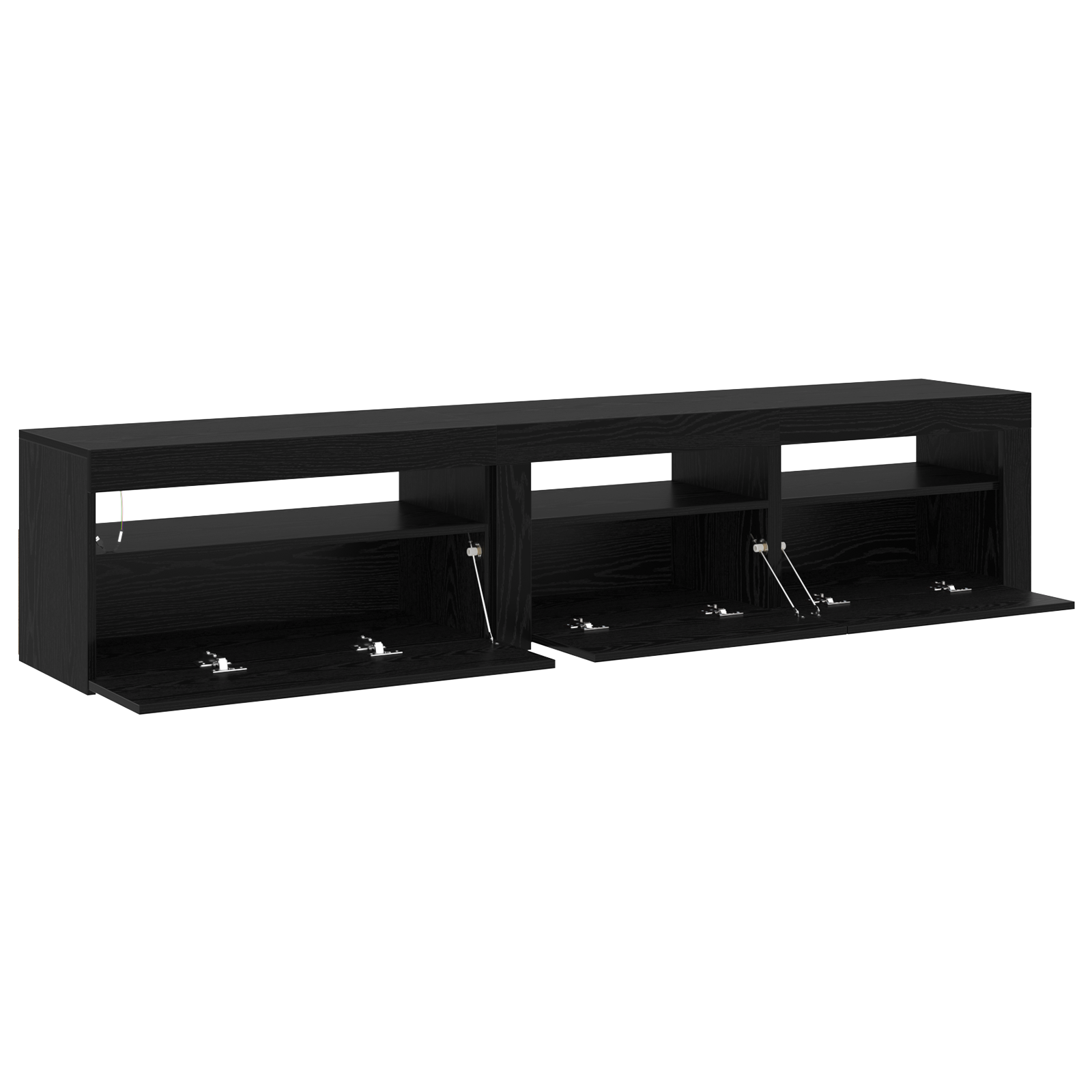 Suporturi TV 2 buc cu lumini LED Stejar Negru Lemn Ingineresc GartenMobel Dekor