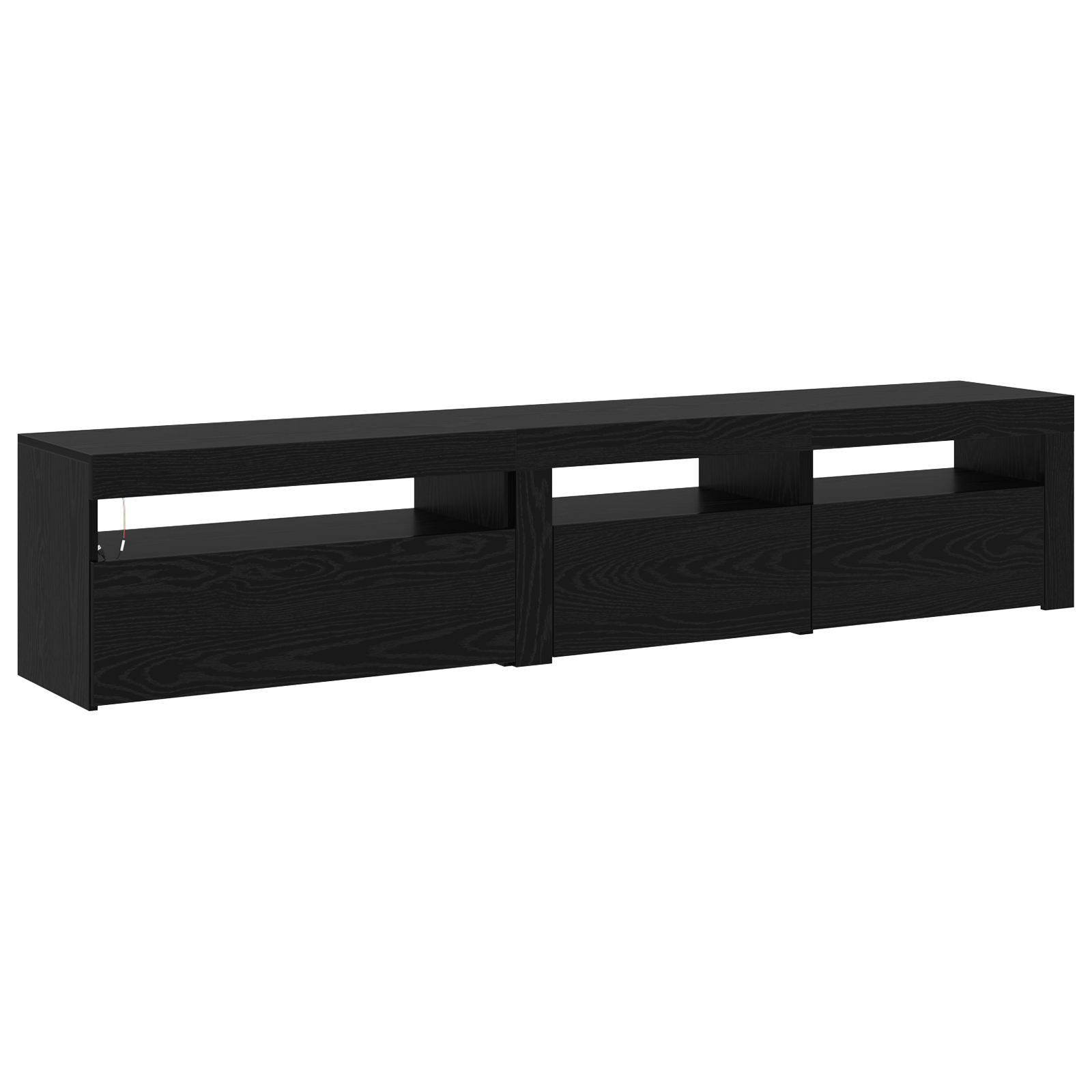 Suporturi TV 2 buc cu lumini LED Stejar Negru Lemn Ingineresc GartenMobel Dekor