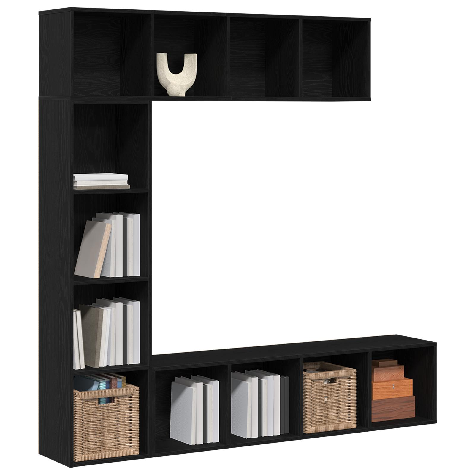 Biblioteci 3 pcs Stejar Negru 36x30x143 cm Lemn prelucrat GartenMobel Dekor