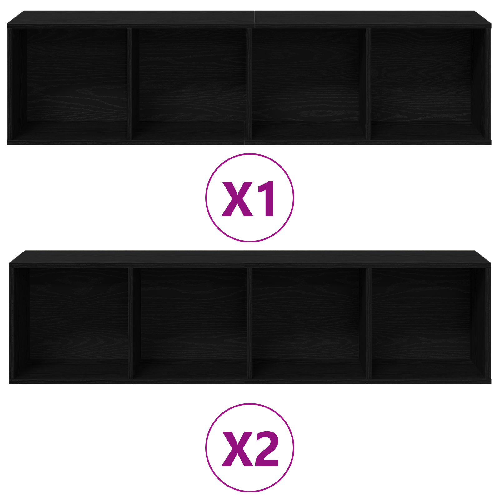 Biblioteci 3 pcs Stejar Negru 36x30x143 cm Lemn prelucrat GartenMobel Dekor